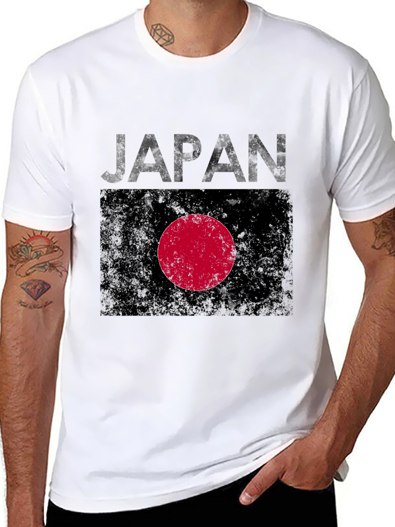 Japan Flag Graphic Tee - Distressed Print