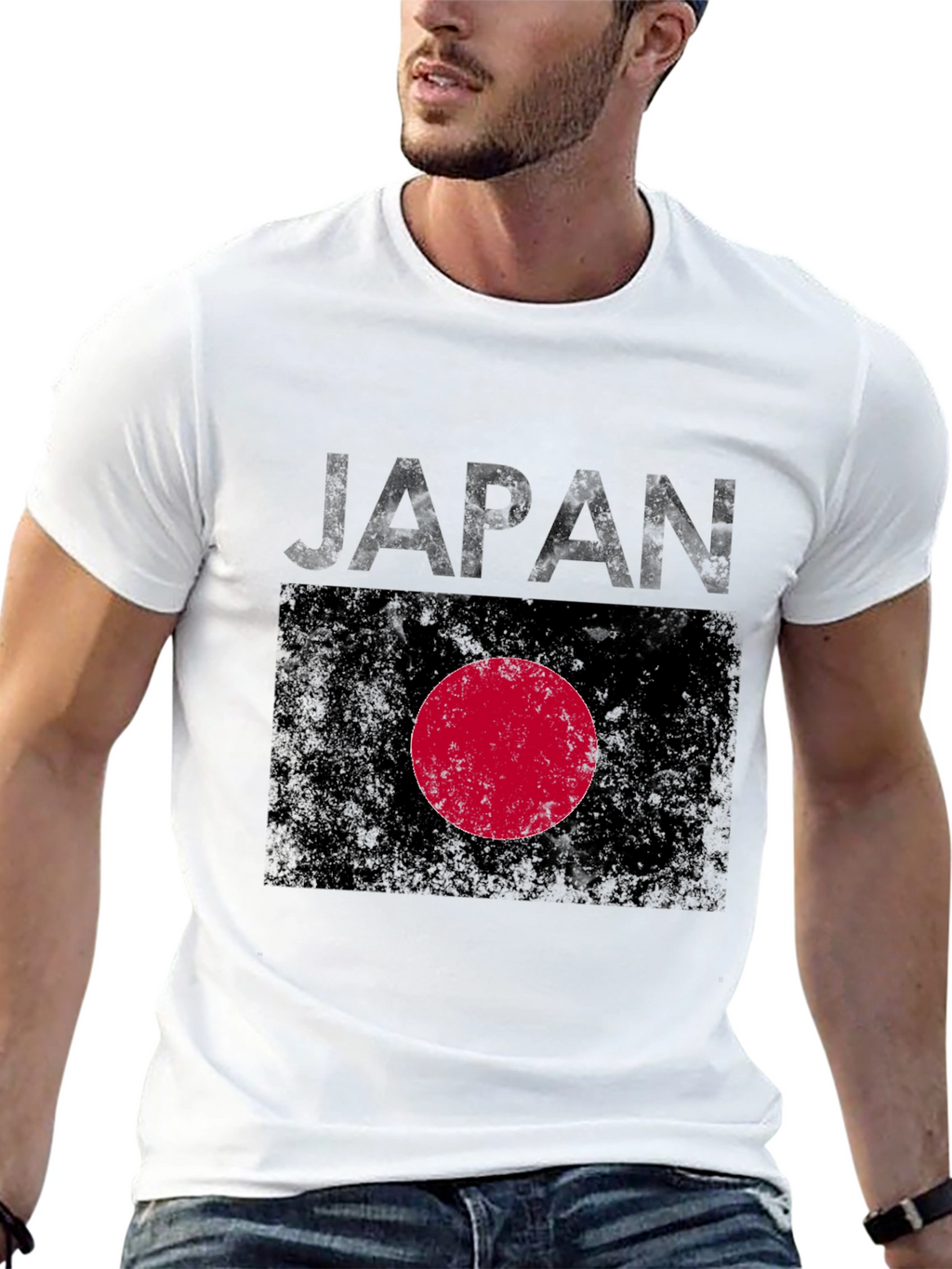 Japan Flag Graphic Tee - Distressed Print