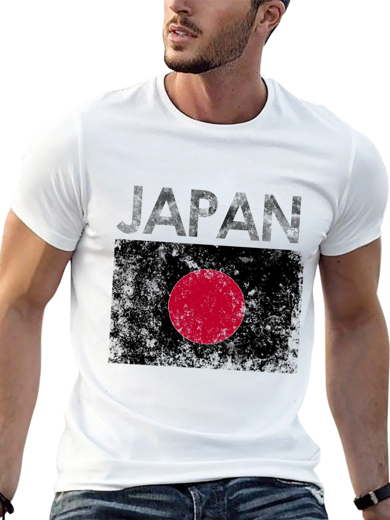 Japan Flag Graphic Tee - Distressed Print