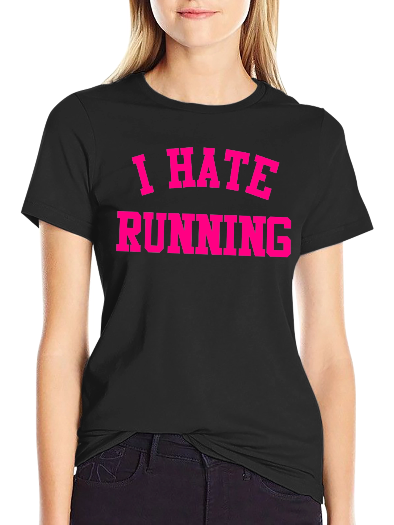 I Hate Running Slogan T-Shirt - Sport Anti-Motivation Tee