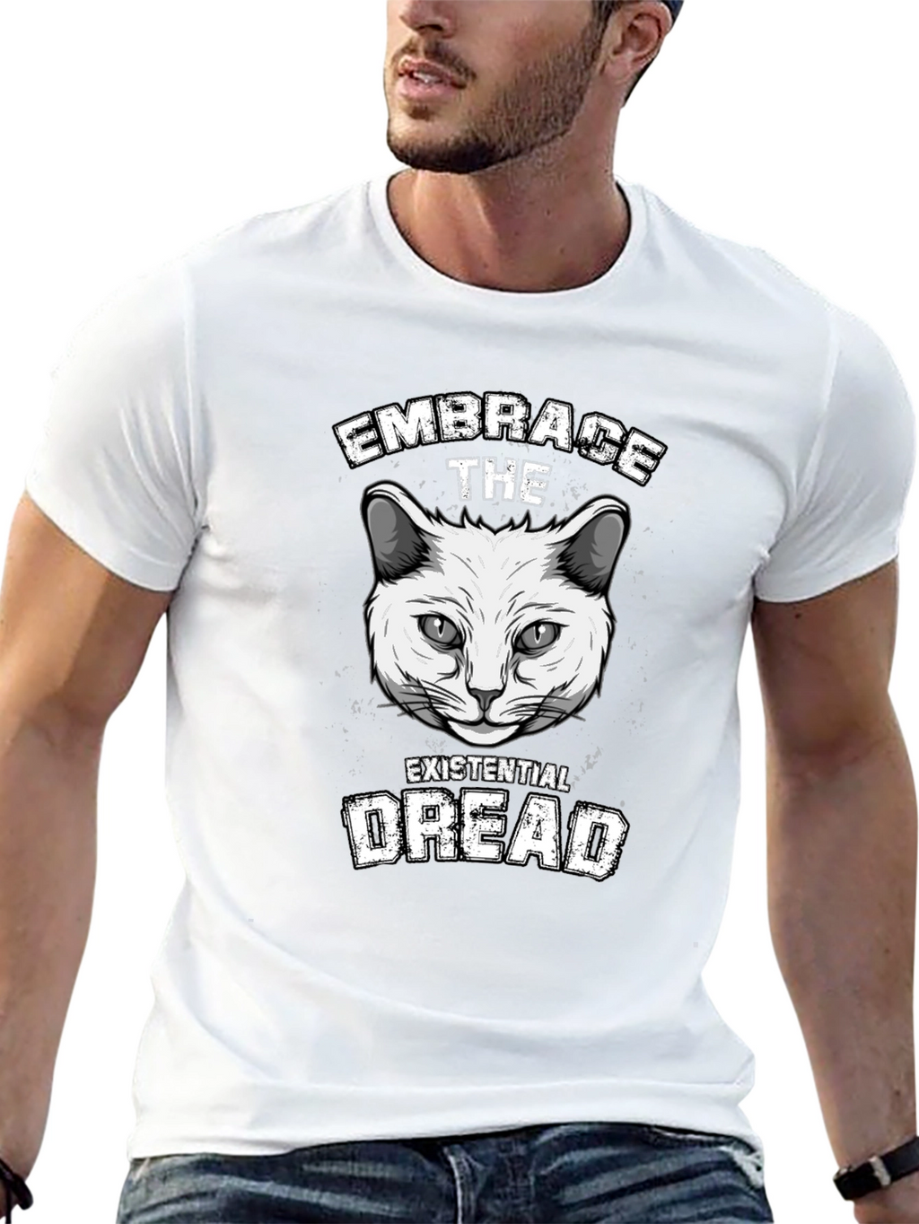 Embrace Existential Dread Cat Graphic T-Shirt