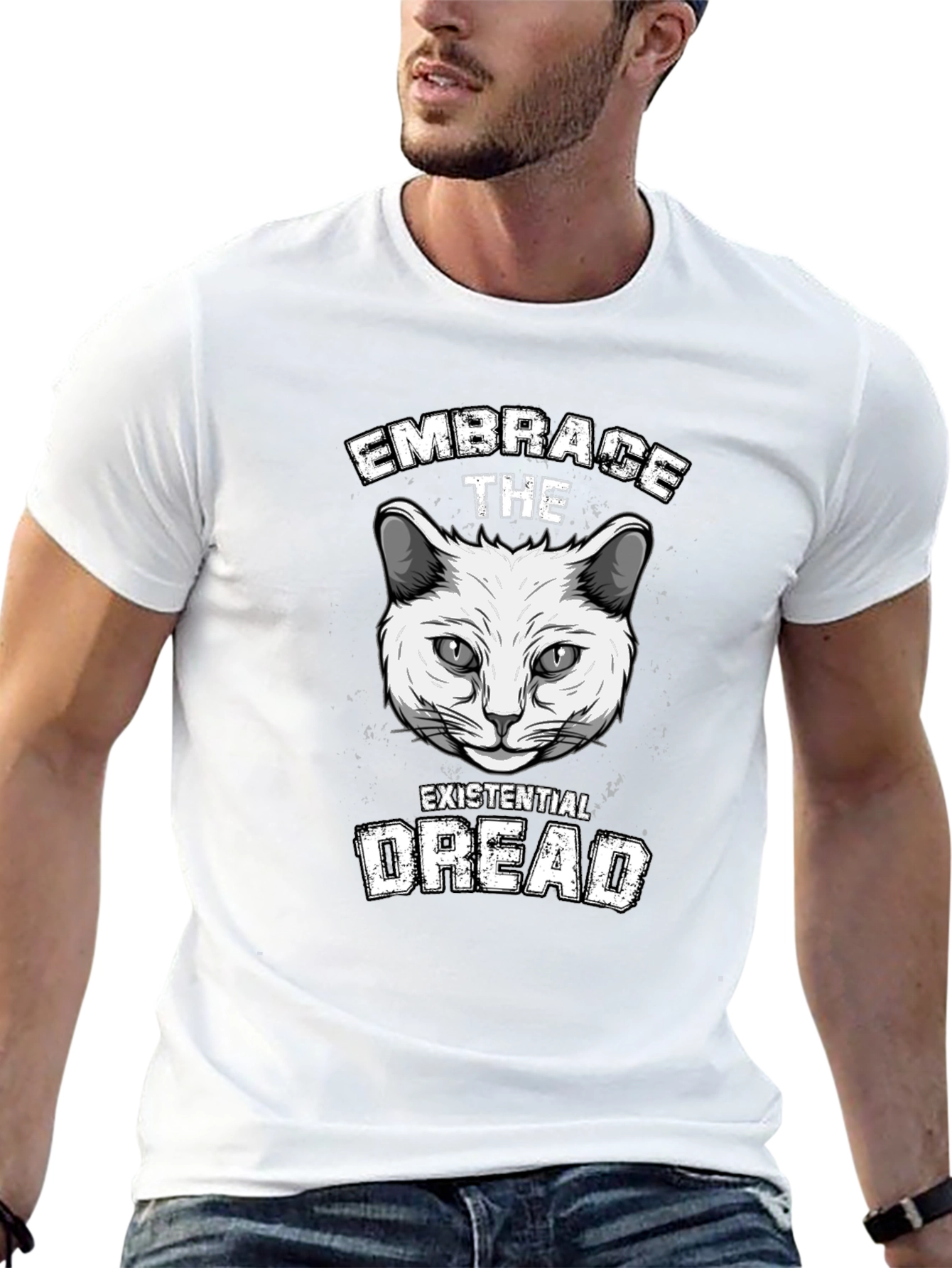 Embrace Existential Dread Cat Graphic T-Shirt