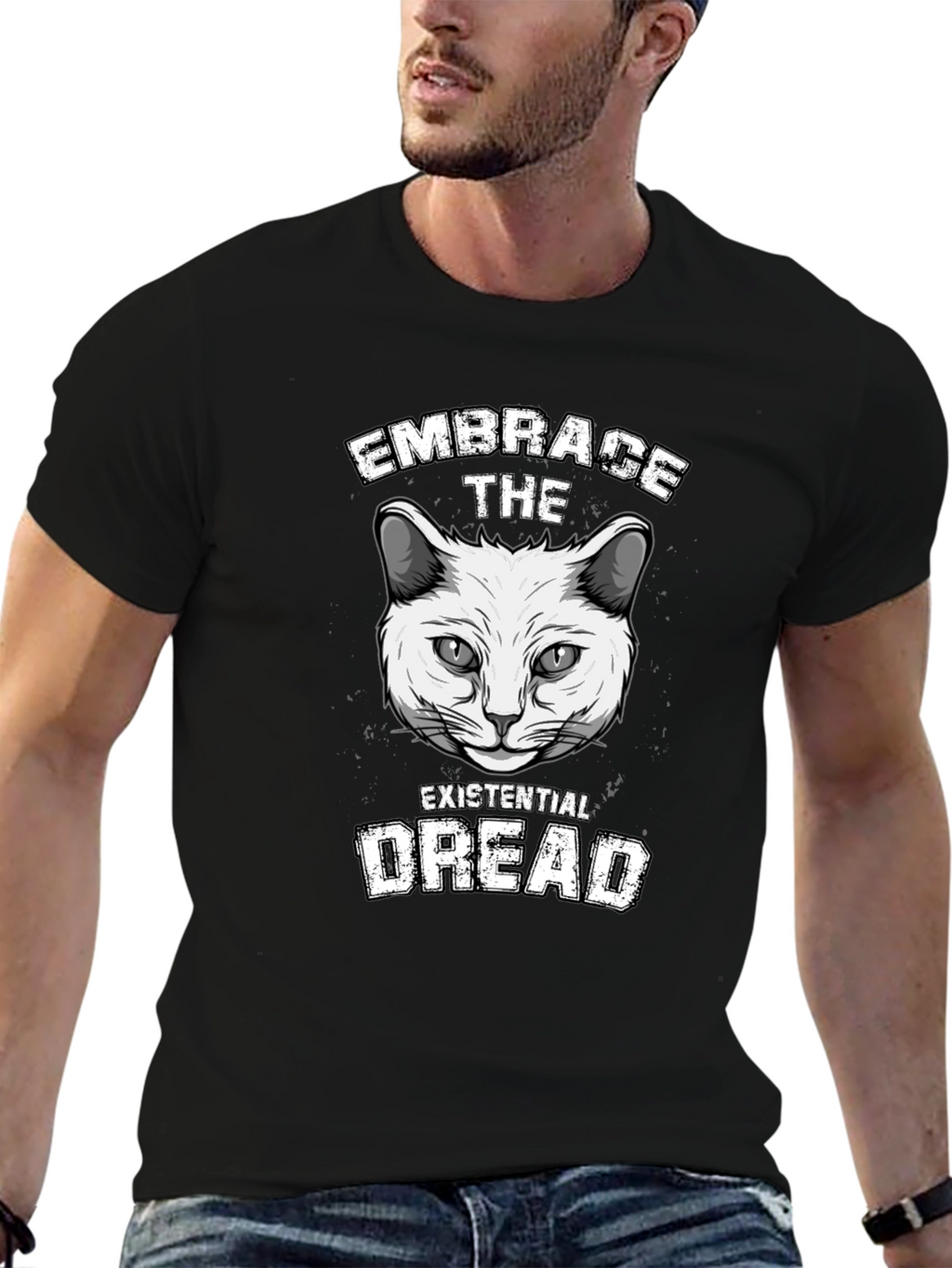 Embrace Existential Dread Cat Graphic T-Shirt