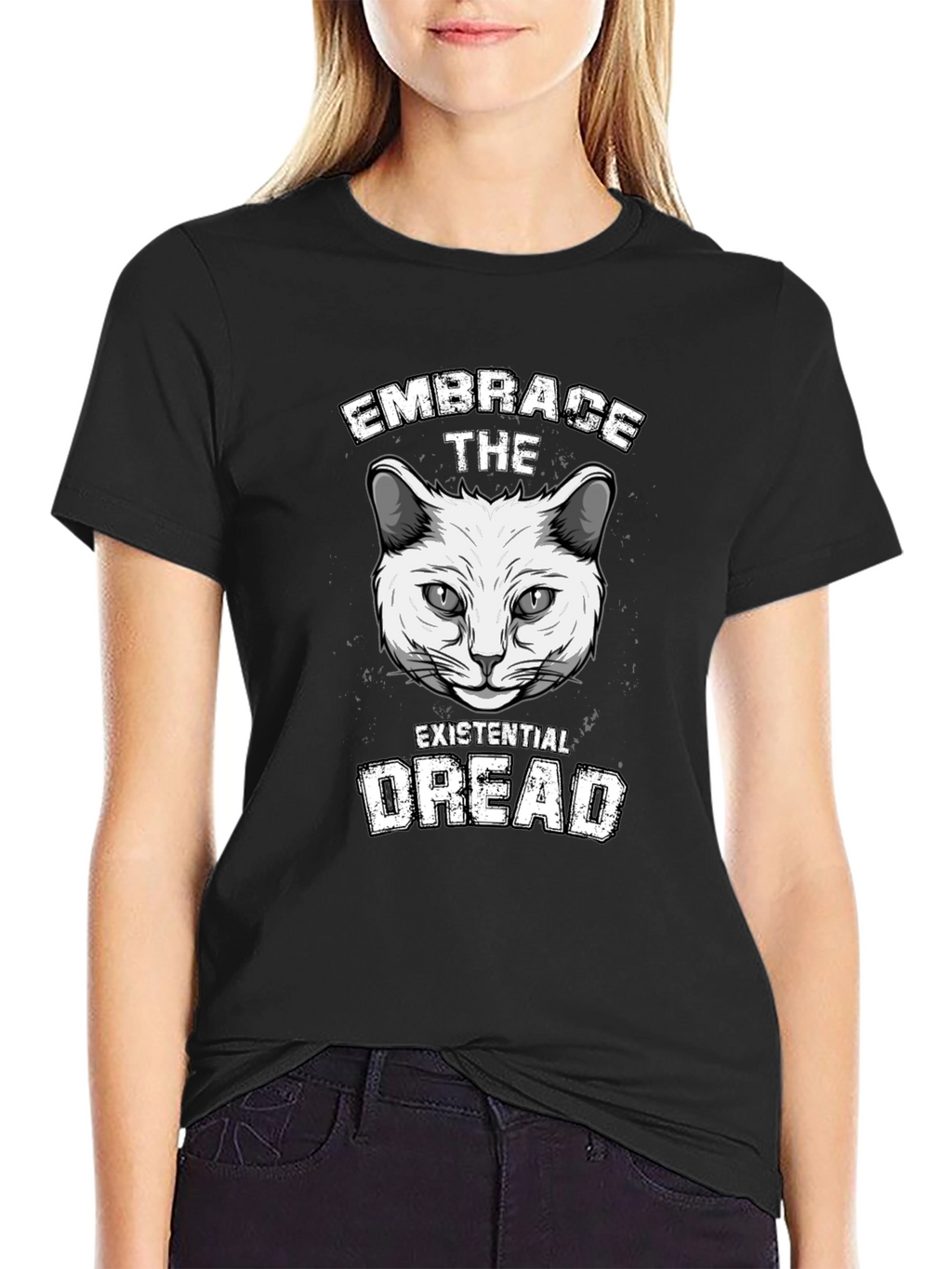 Embrace Existential Dread Cat Graphic T-Shirt