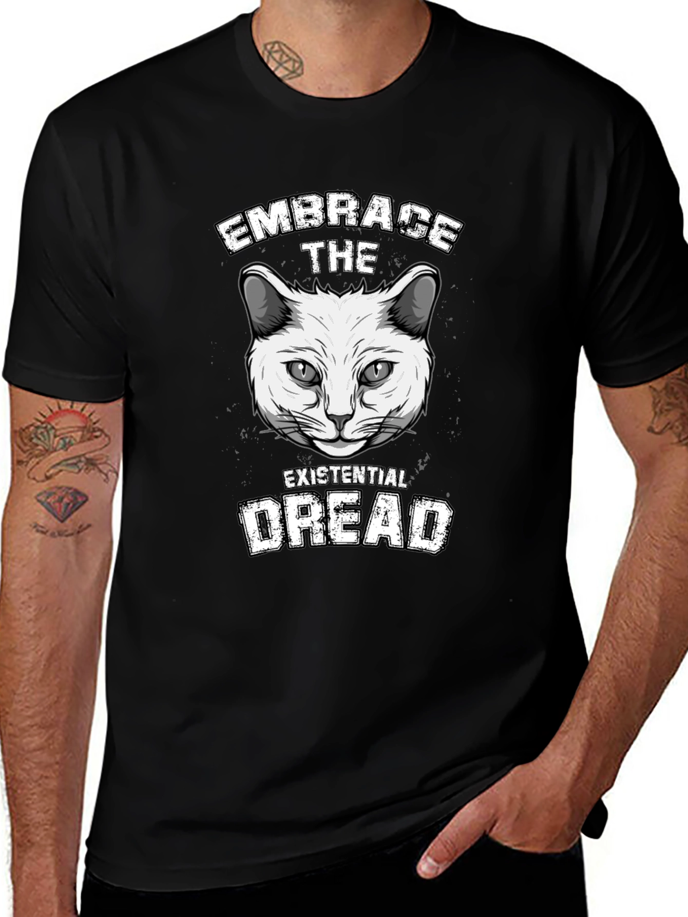 Embrace Existential Dread Cat Graphic T-Shirt