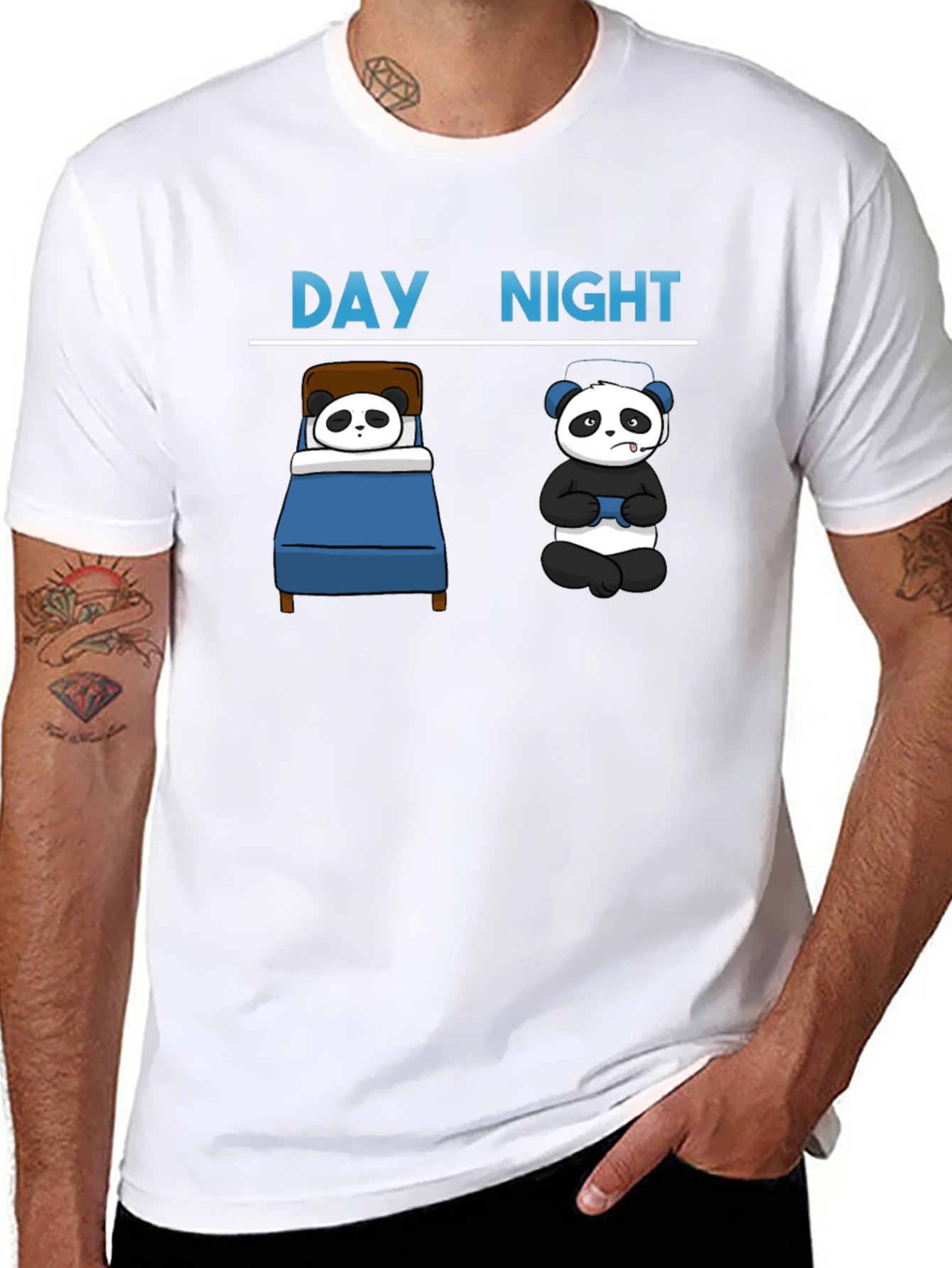 Day & Night Panda Gamer T-Shirt