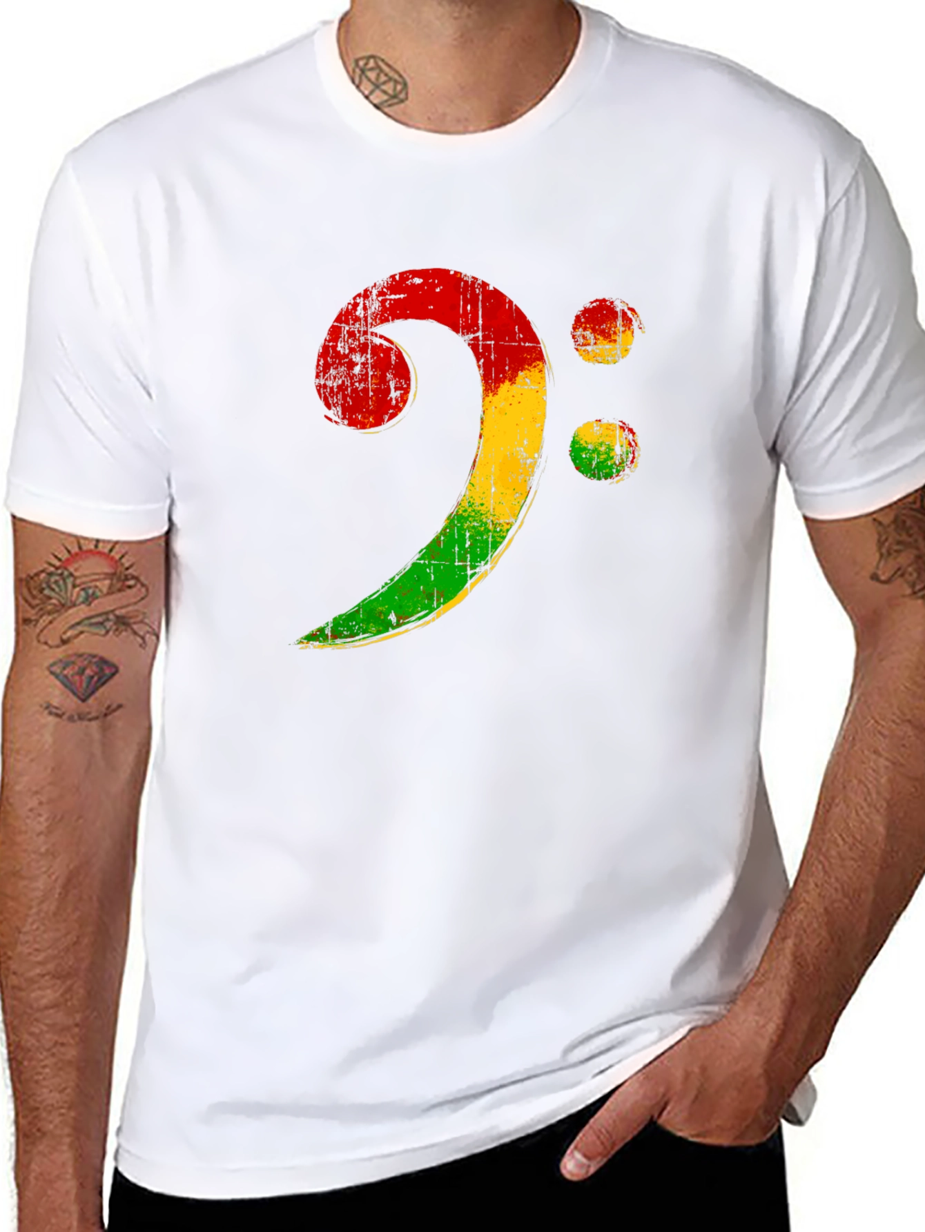 Rasta Bass Clef T-Shirt - Music Reggae Style
