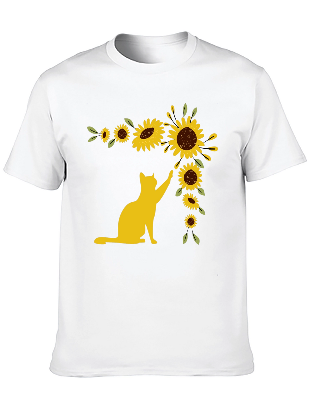 Cat Sunflower T-Shirt - Whimsical Graphic Tee