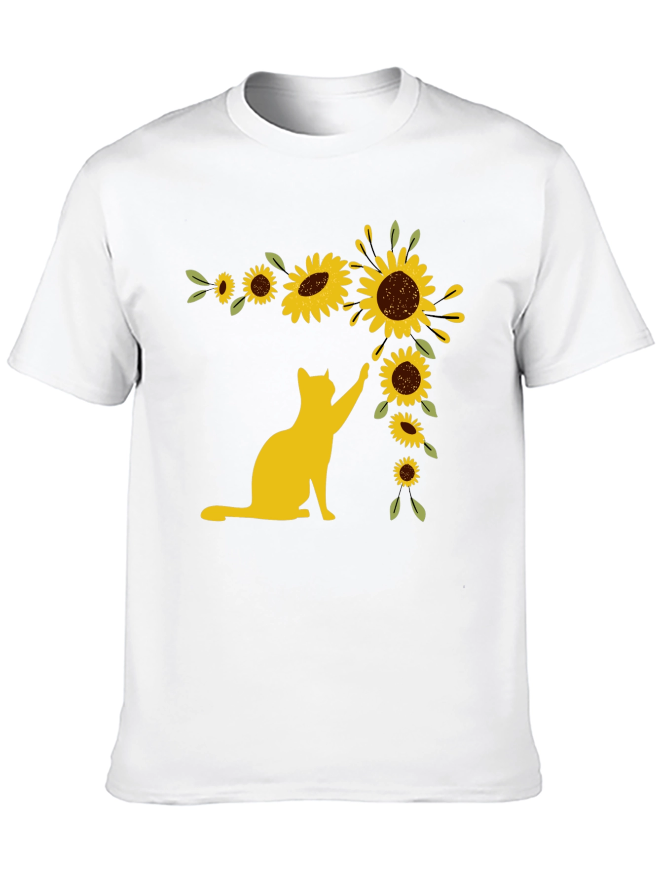 Cat Sunflower T-Shirt - Whimsical Graphic Tee