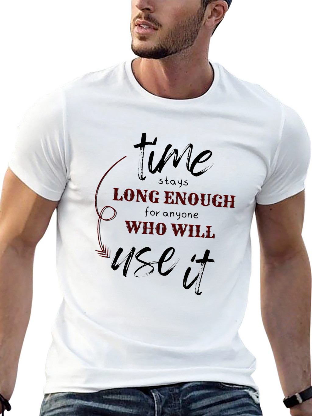Time Quote Graphic Tee - Black Cotton T-Shirt
