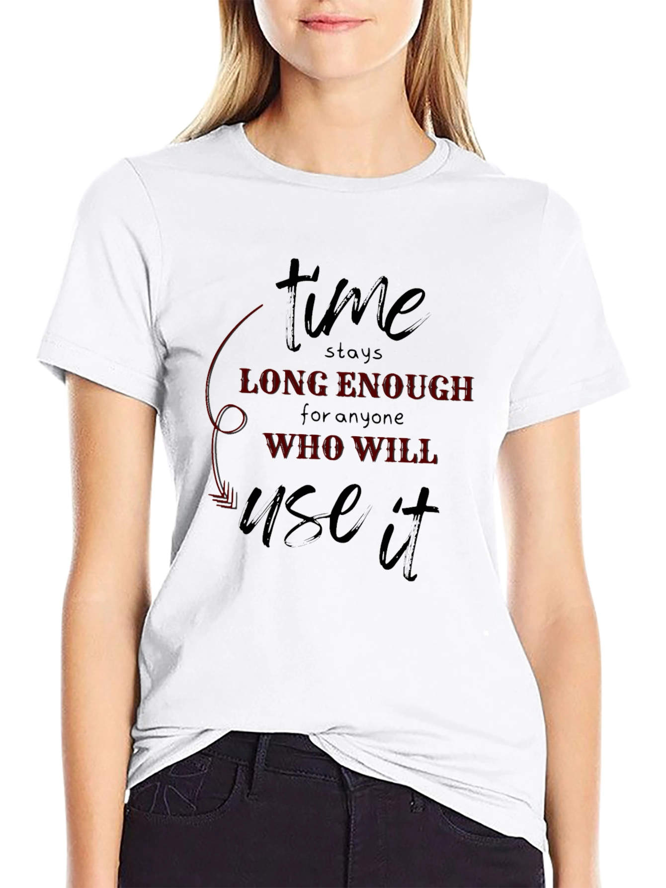 Time Quote Graphic Tee - Black Cotton T-Shirt