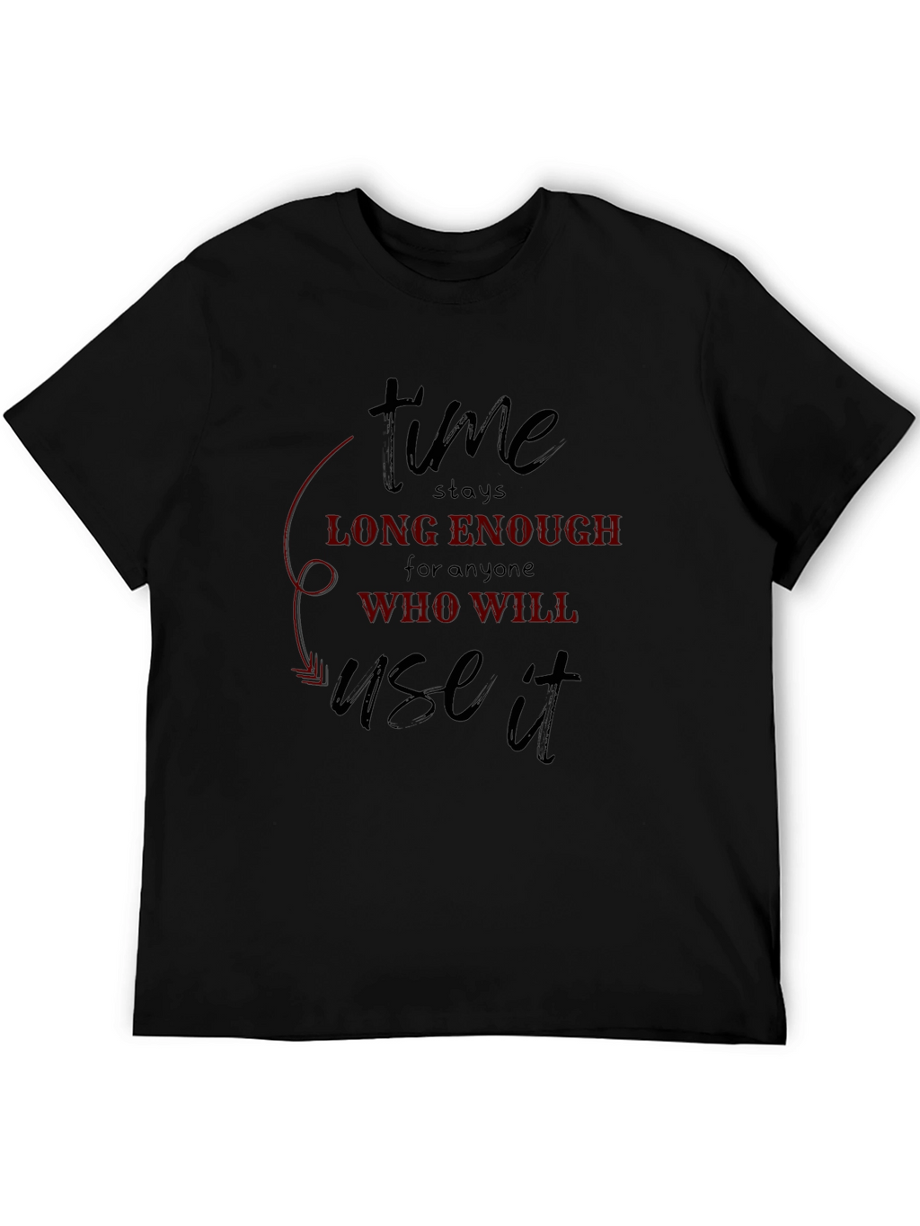 Time Quote Graphic Tee - Black Cotton T-Shirt