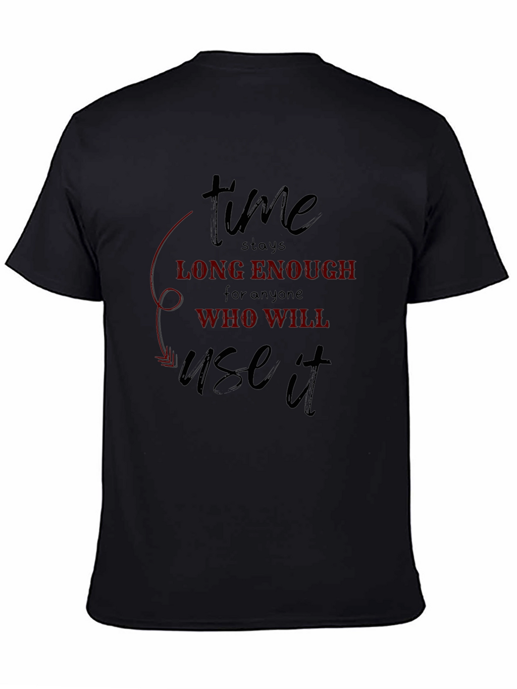 Time Quote Graphic Tee - Black Cotton T-Shirt