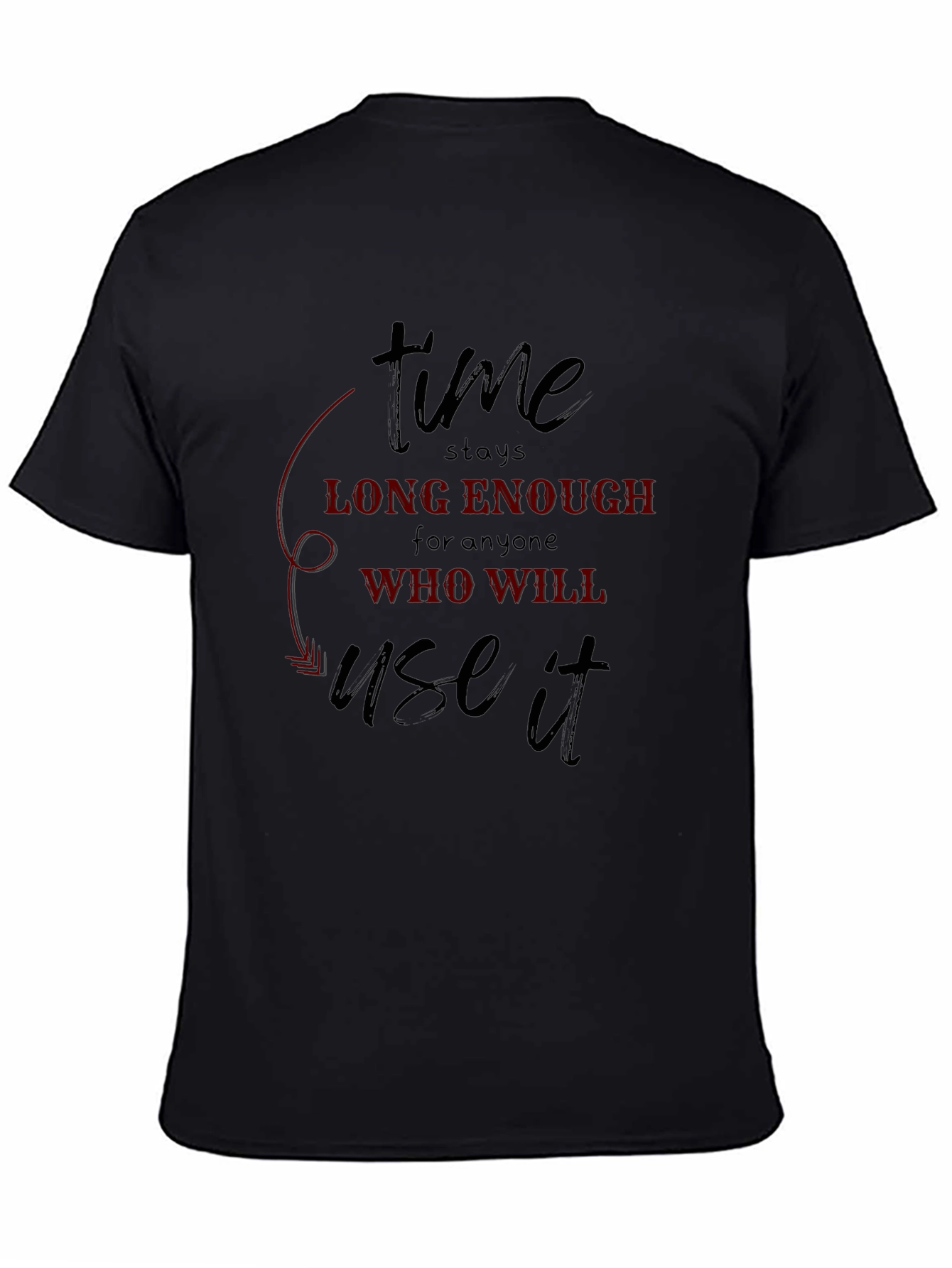 Time Quote Graphic Tee - Black Cotton T-Shirt
