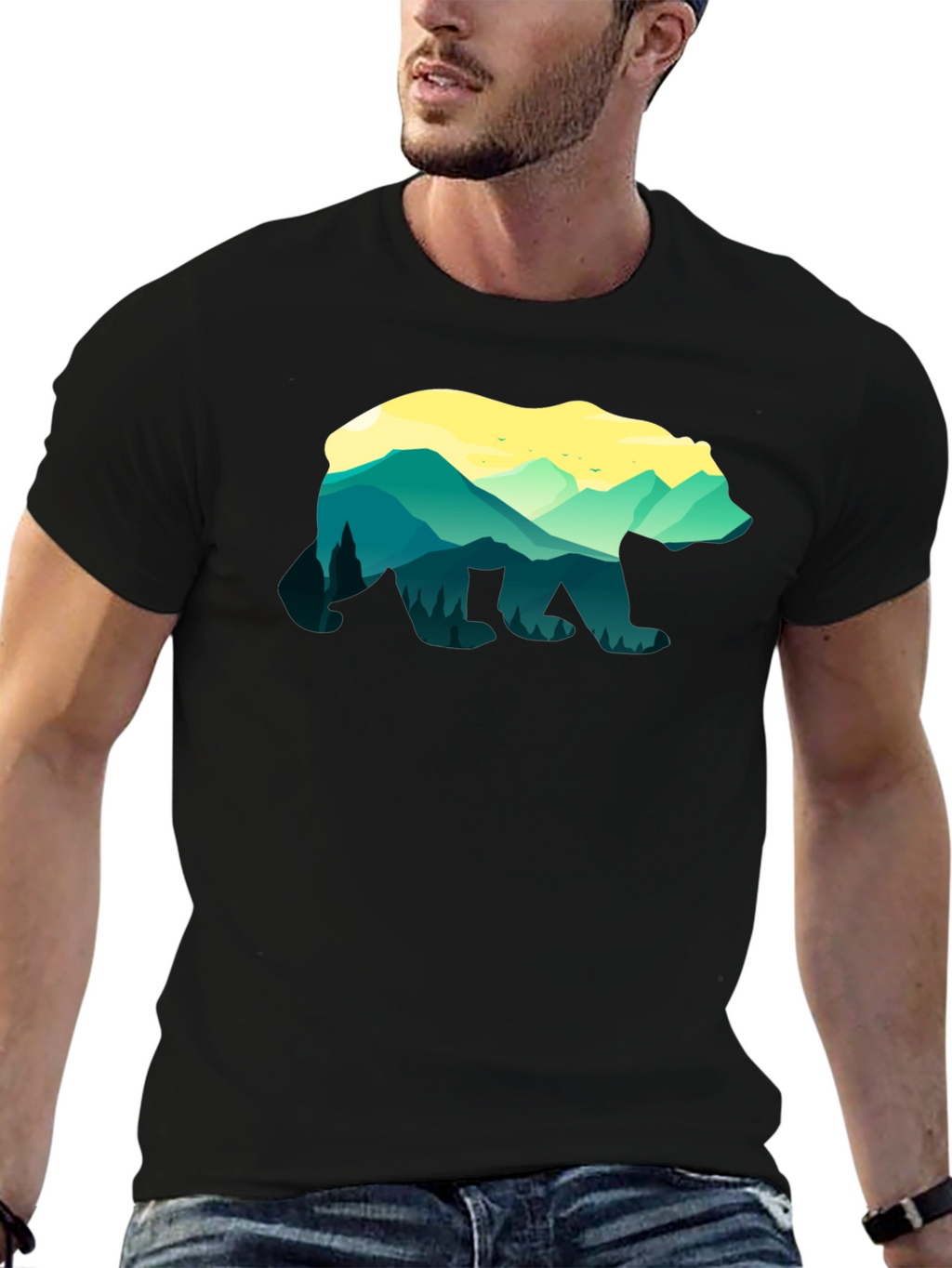 Nature Bear Graphic Tee - Unisex Black T-Shirt