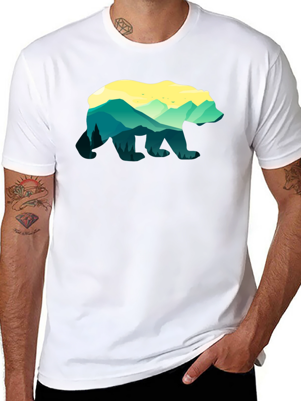 Nature Bear Graphic Tee - Unisex Black T-Shirt