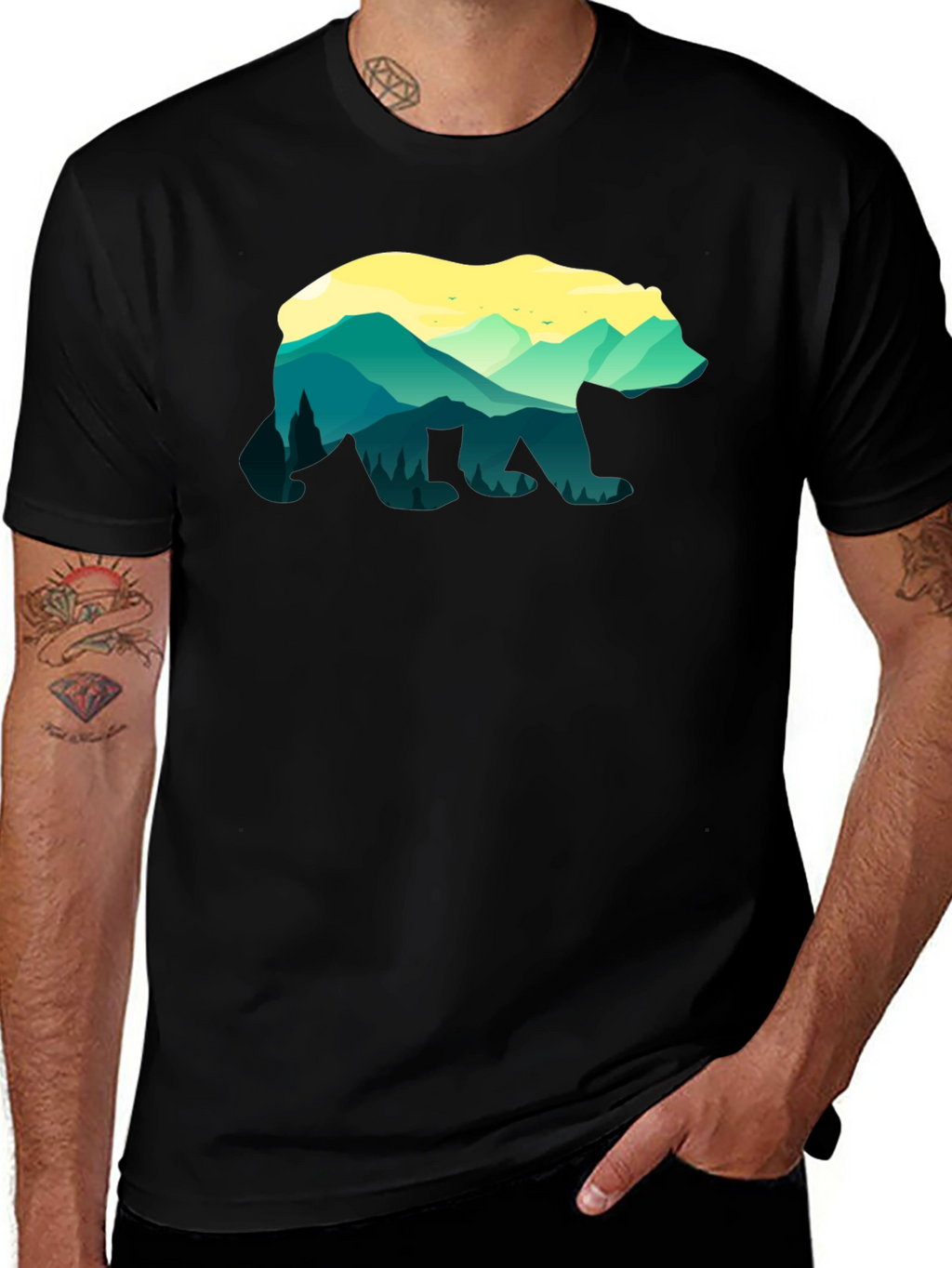 Nature Bear Graphic Tee - Unisex Black T-Shirt