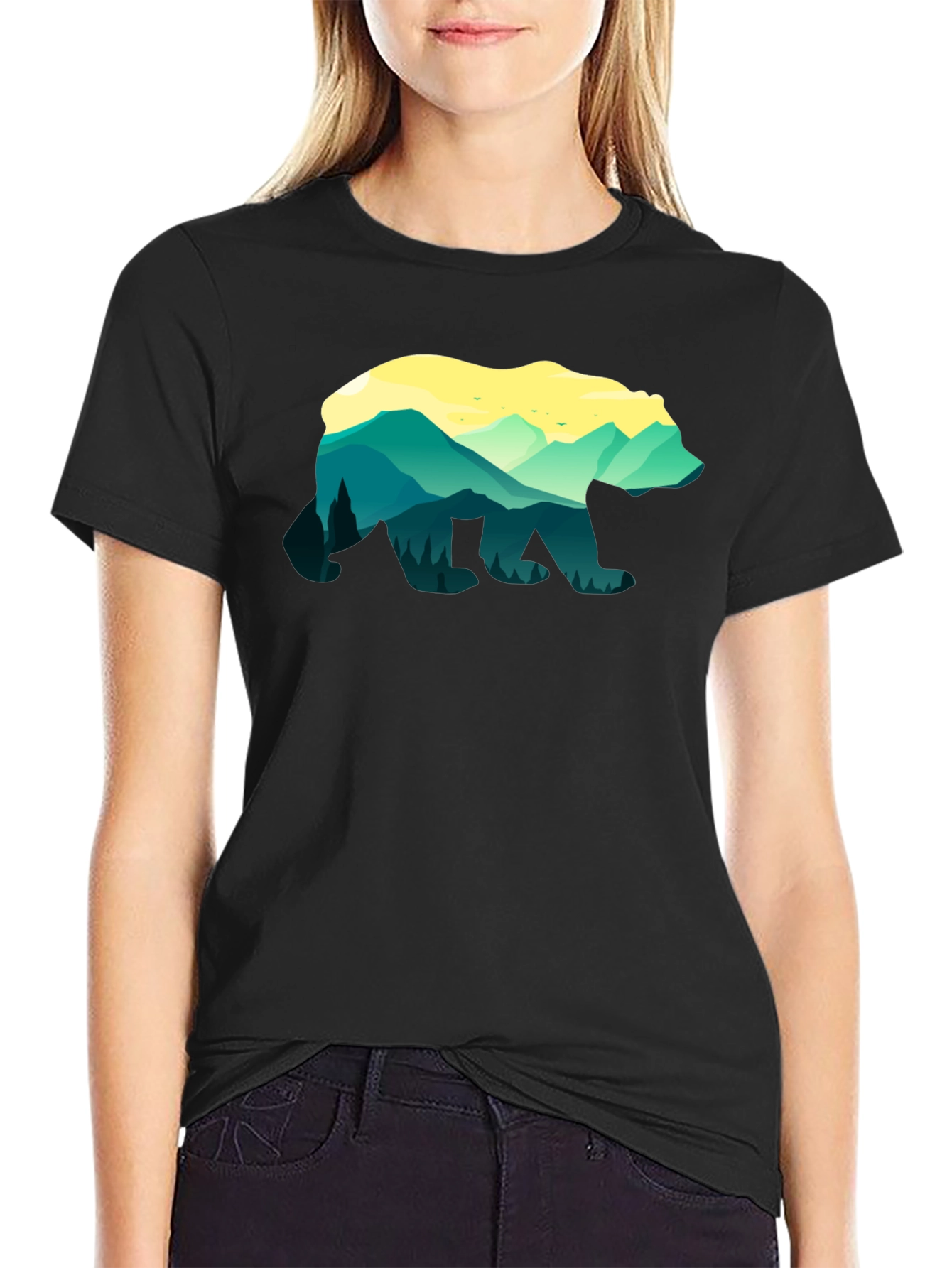 Nature Bear Graphic Tee - Unisex Black T-Shirt