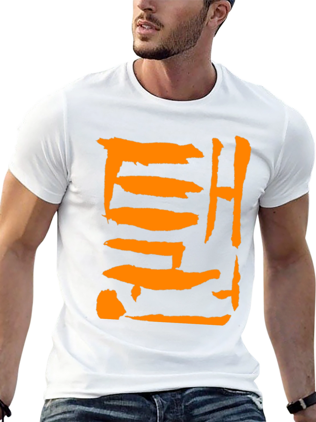 Trendy Black Tee with Bold Graphic Print
