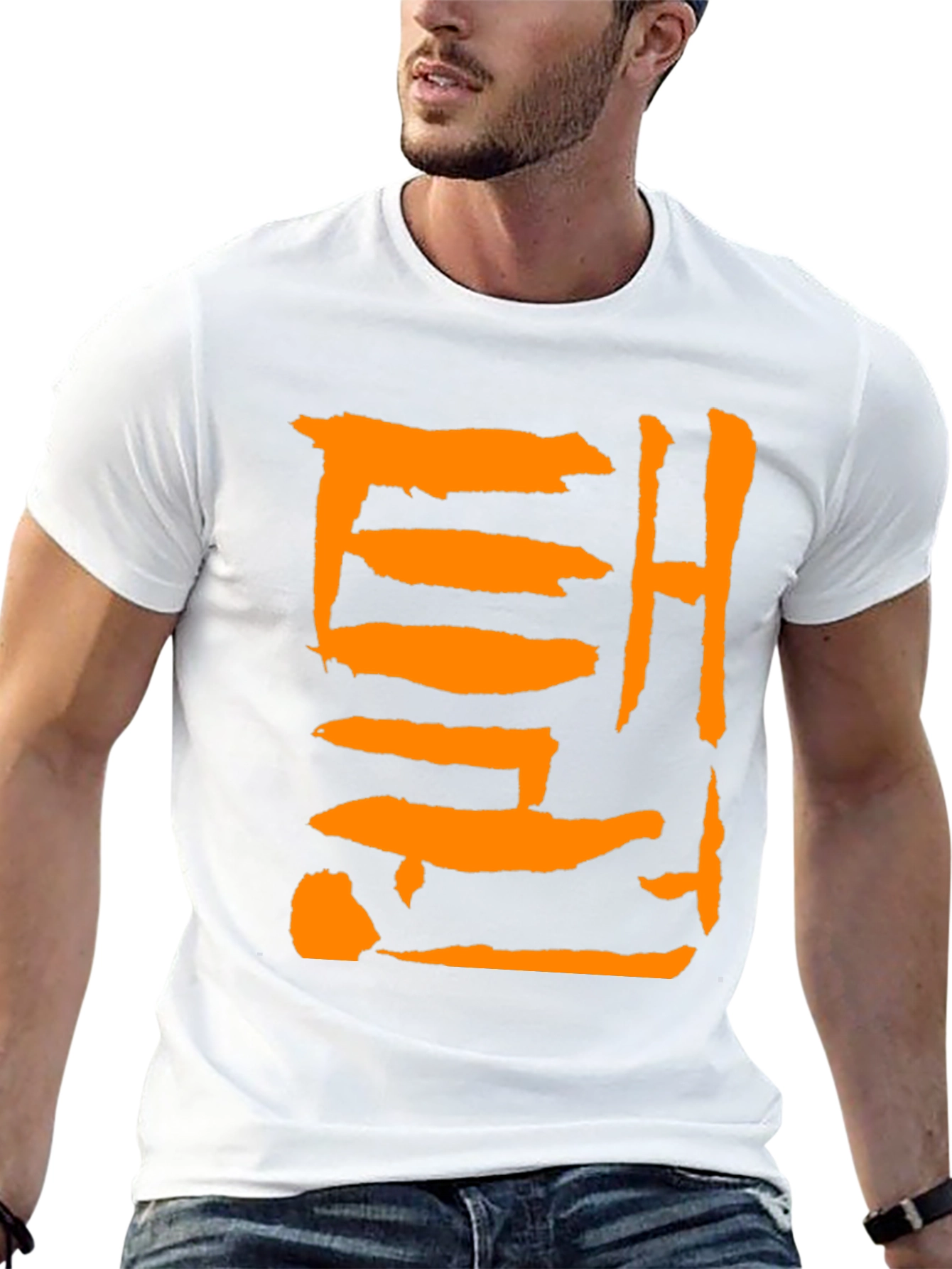 Trendy Black Tee with Bold Graphic Print