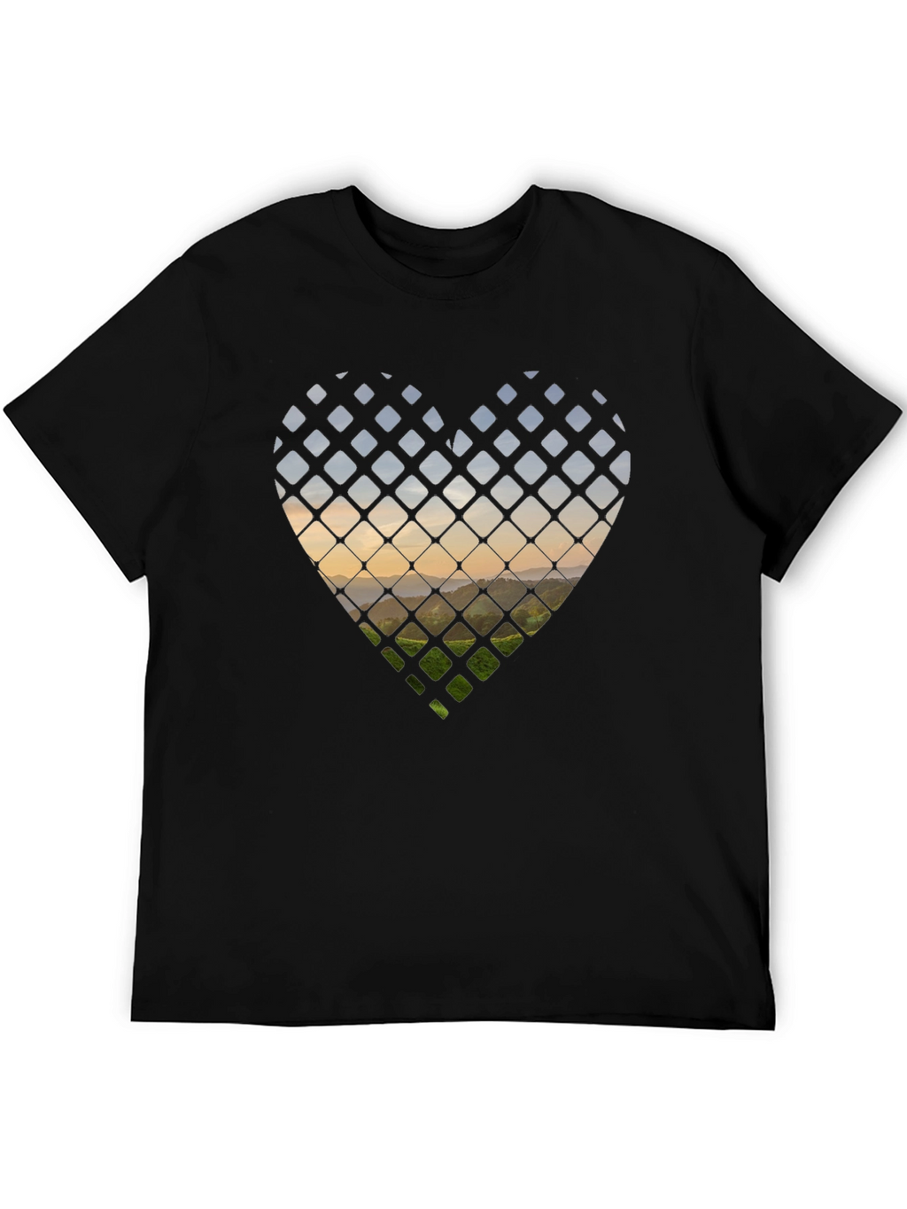 Heart Landscape Graphic Tee - Stylish Black T-Shirt