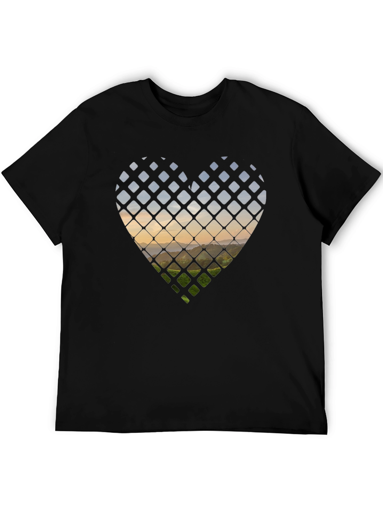 Heart Landscape Graphic Tee - Stylish Black T-Shirt