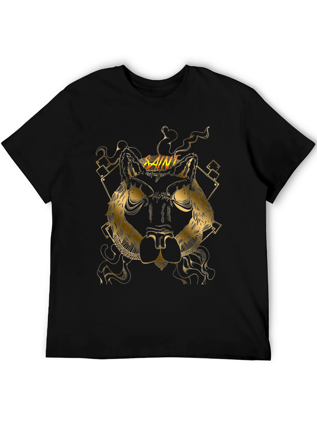 Saint Wolf Graphic Print Black T-Shirt