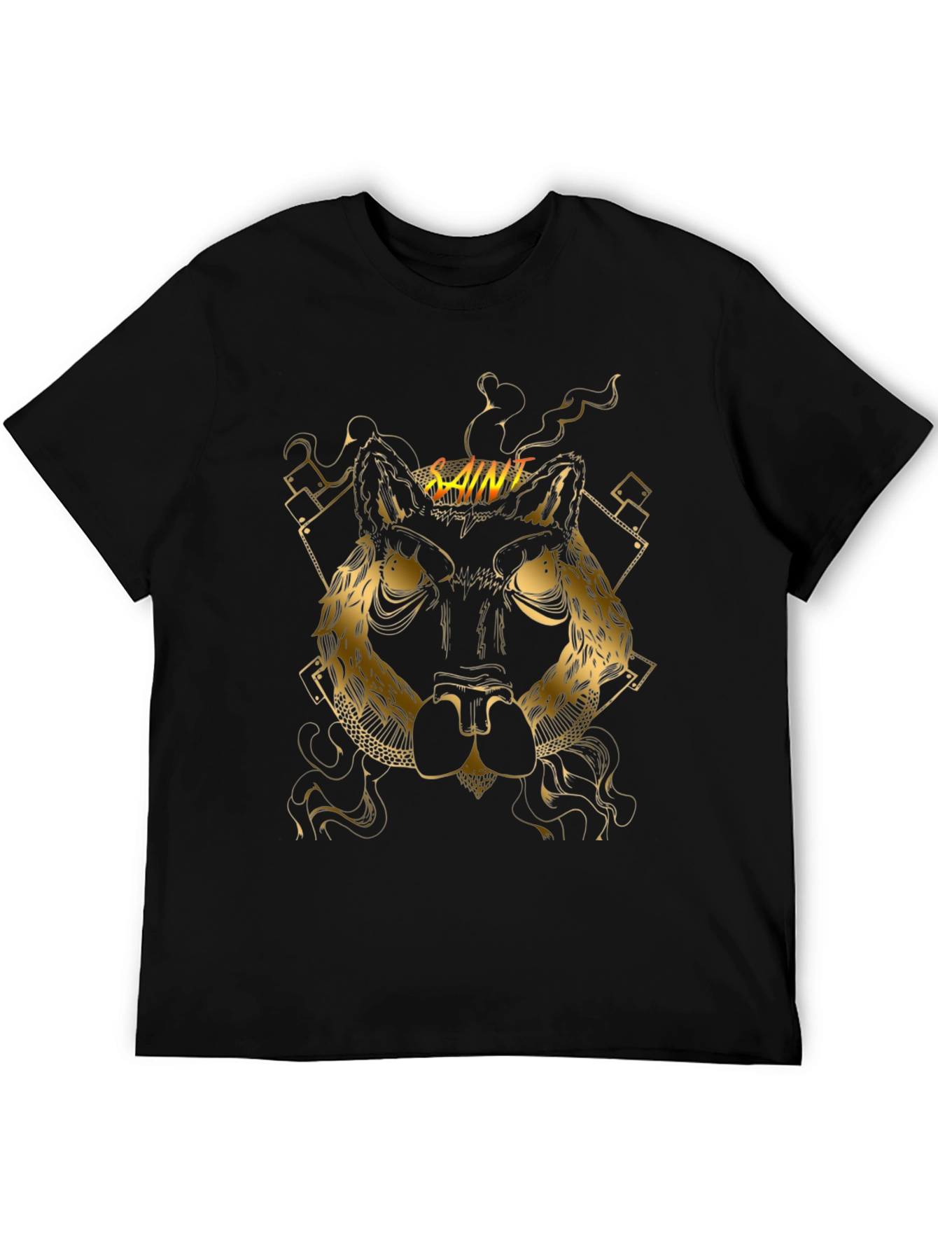 Saint Wolf Graphic Print Black T-Shirt