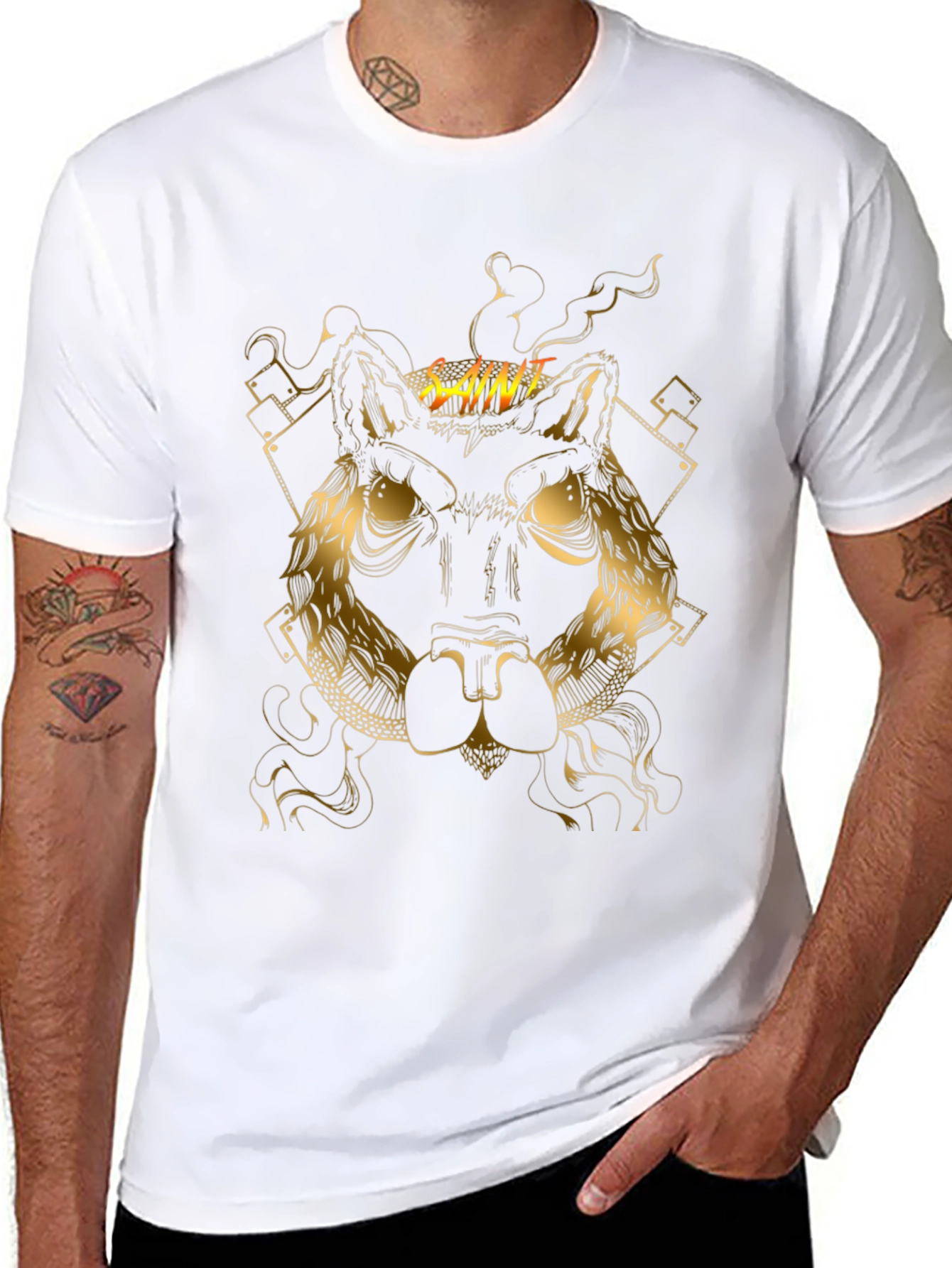 Saint Wolf Graphic Print Black T-Shirt