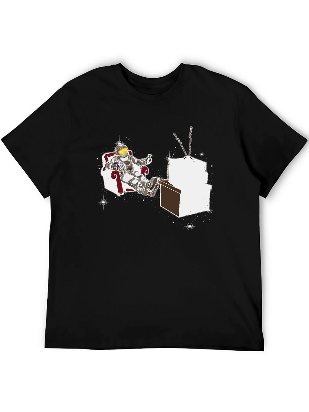 Astronaut Watching TV Graphic T-Shirt