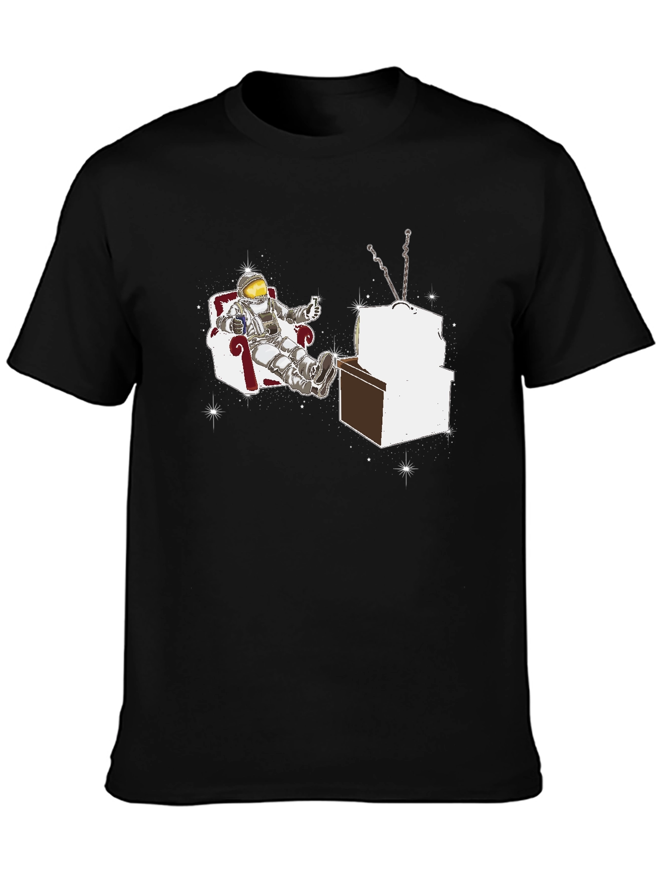 Astronaut Watching TV Graphic T-Shirt
