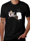 Astronaut Watching TV Graphic T-Shirt
