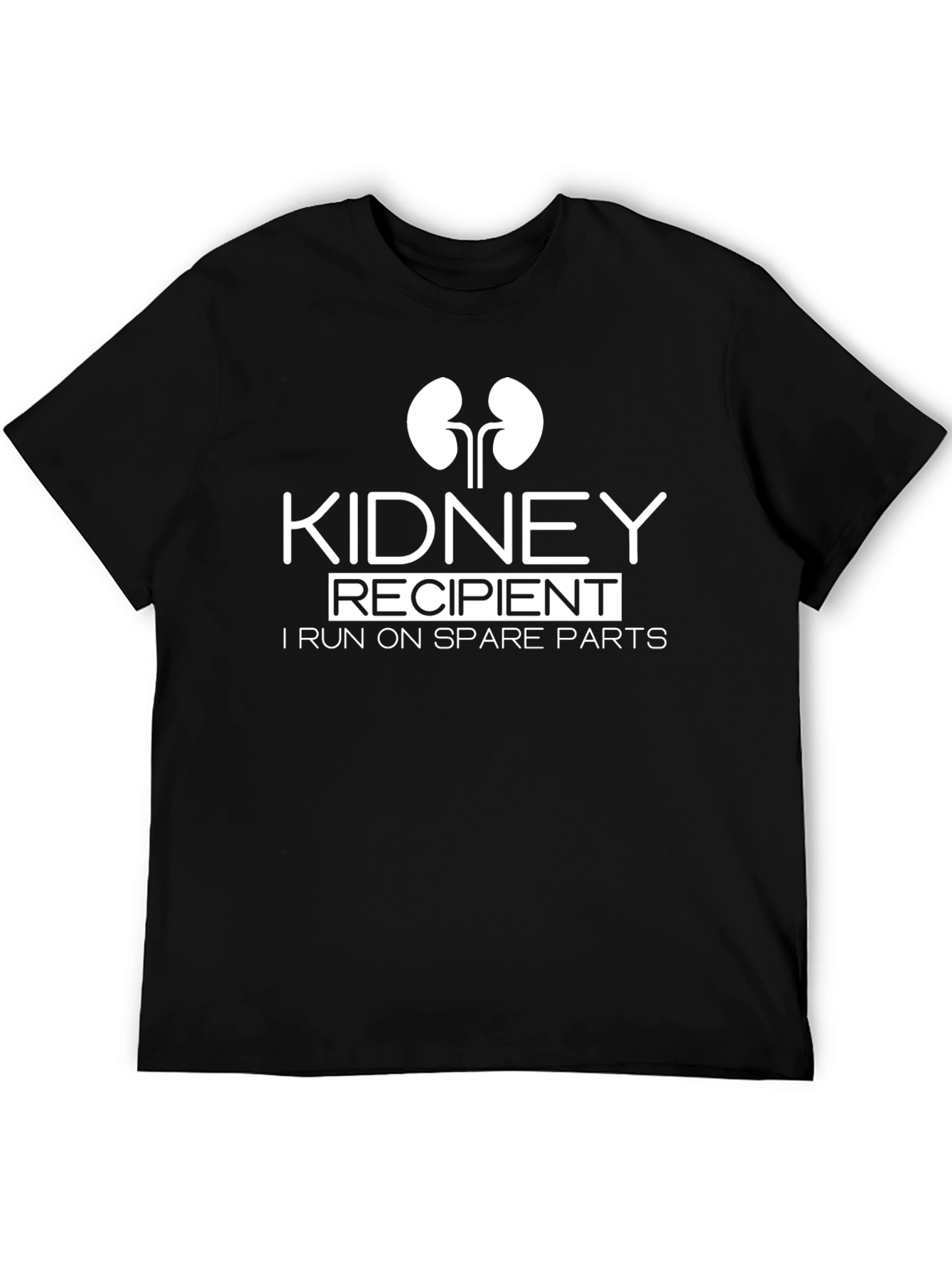 Kidney Recipient I Run On Spare Parts Black Graphic T-Shirt