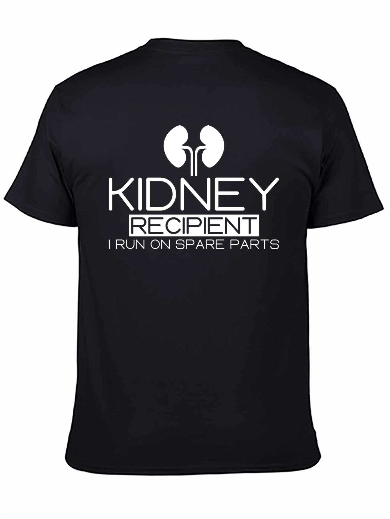 Kidney Recipient I Run On Spare Parts Black Graphic T-Shirt