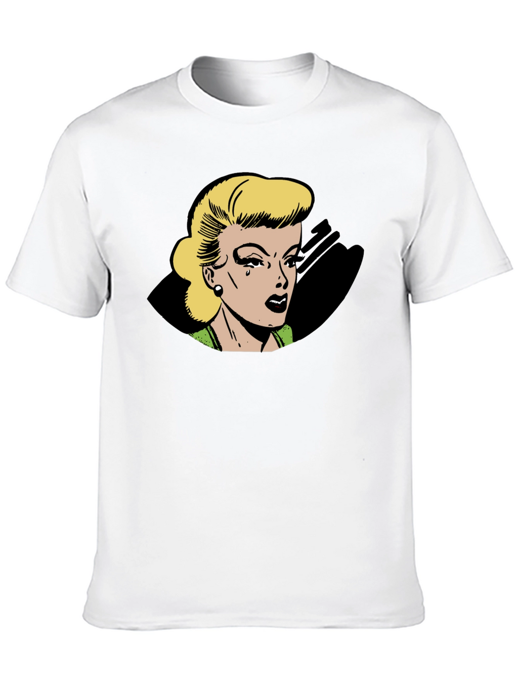 Retro Comic Style Womans Black T-Shirt