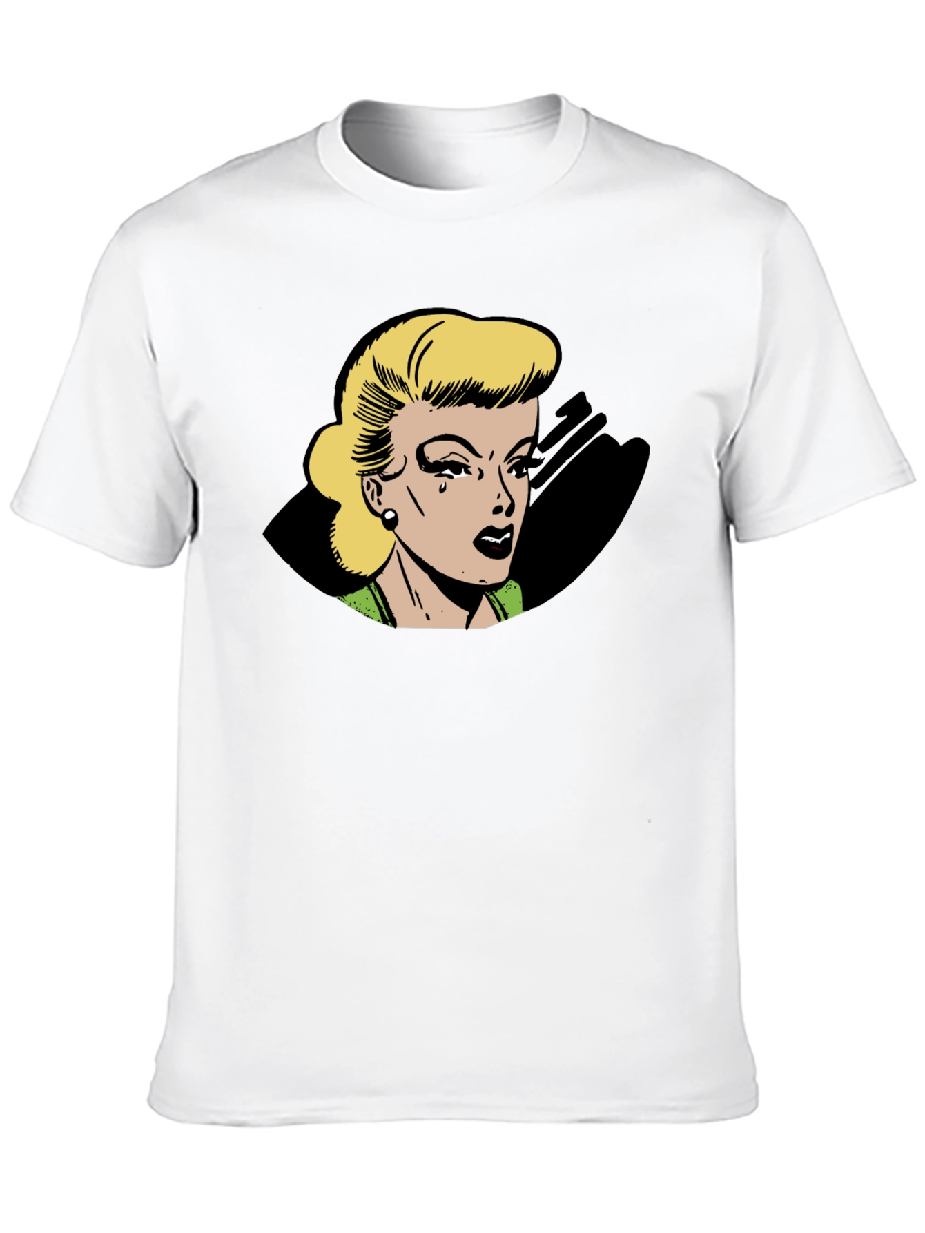 Retro Comic Style Womans Black T-Shirt