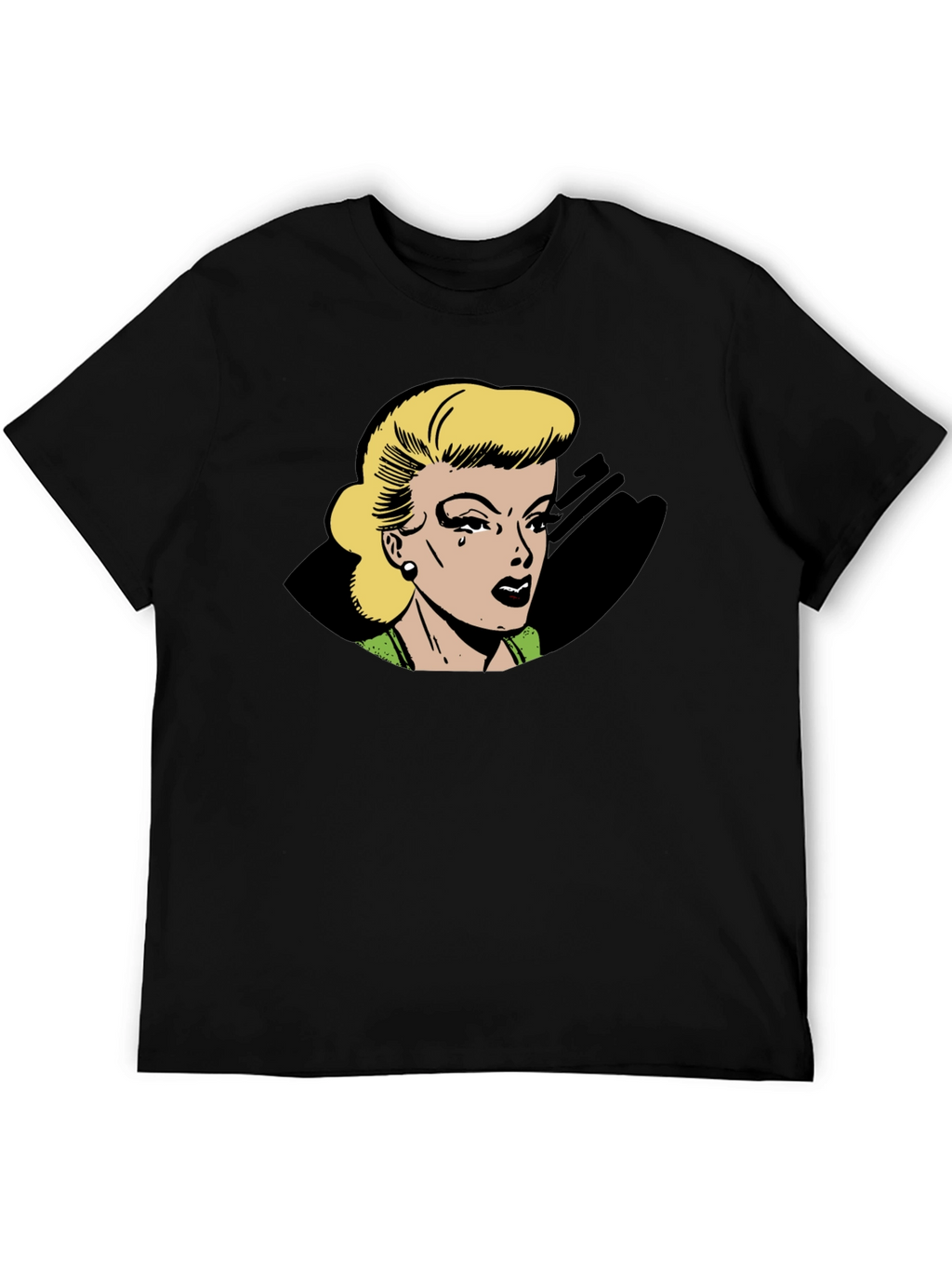 Retro Comic Style Womans Black T-Shirt
