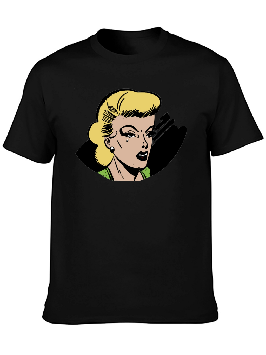 Retro Comic Style Womans Black T-Shirt