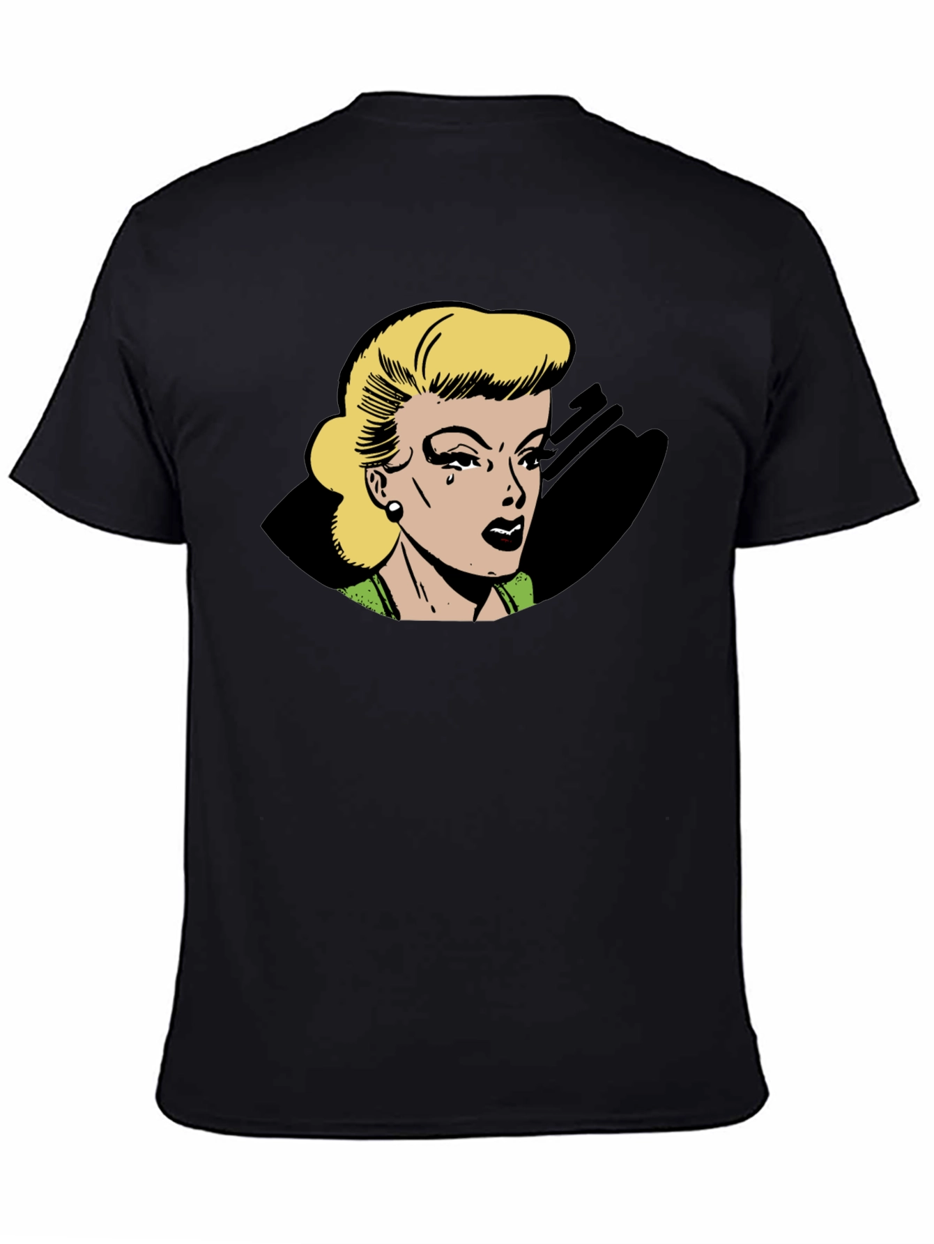 Retro Comic Style Womans Black T-Shirt