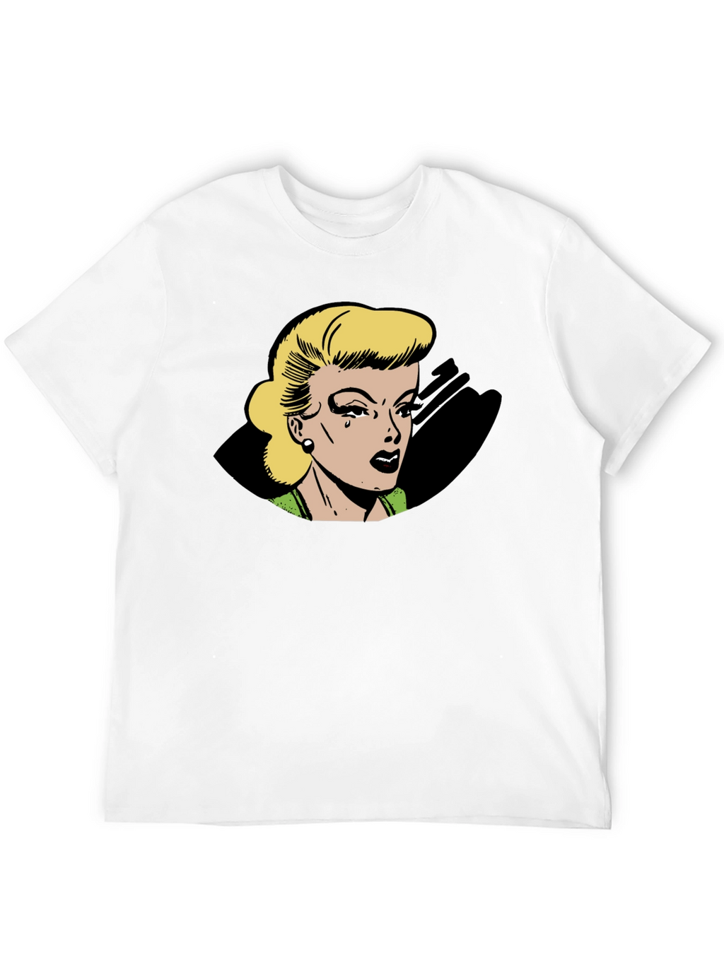 Retro Comic Style Womans Black T-Shirt