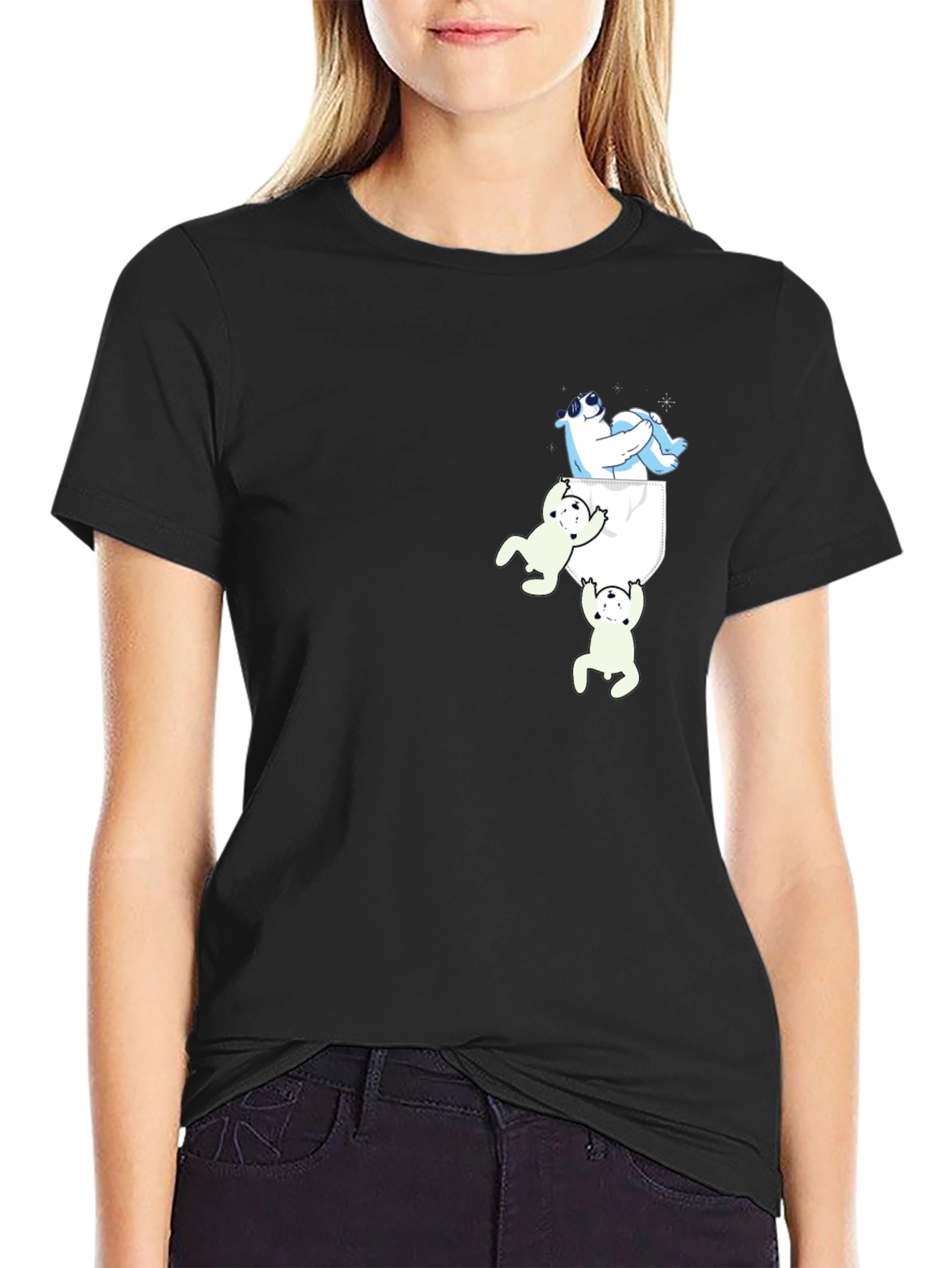 Bear Pocket Graphic Tee - Fun Novelty T-Shirt