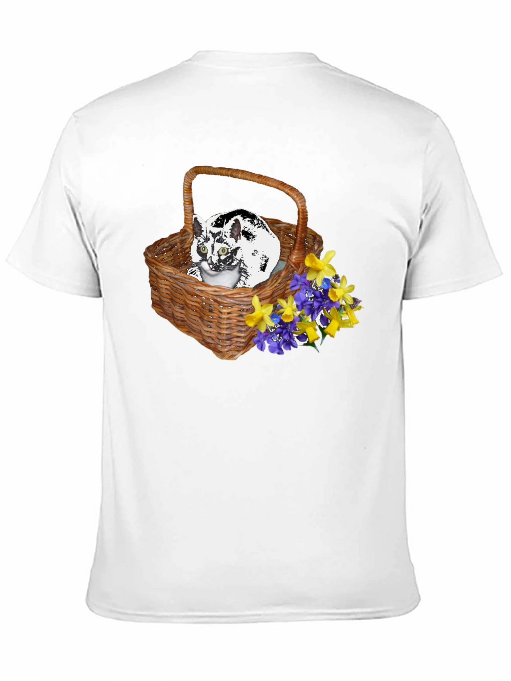 Cat in Basket Tee - Floral Accent