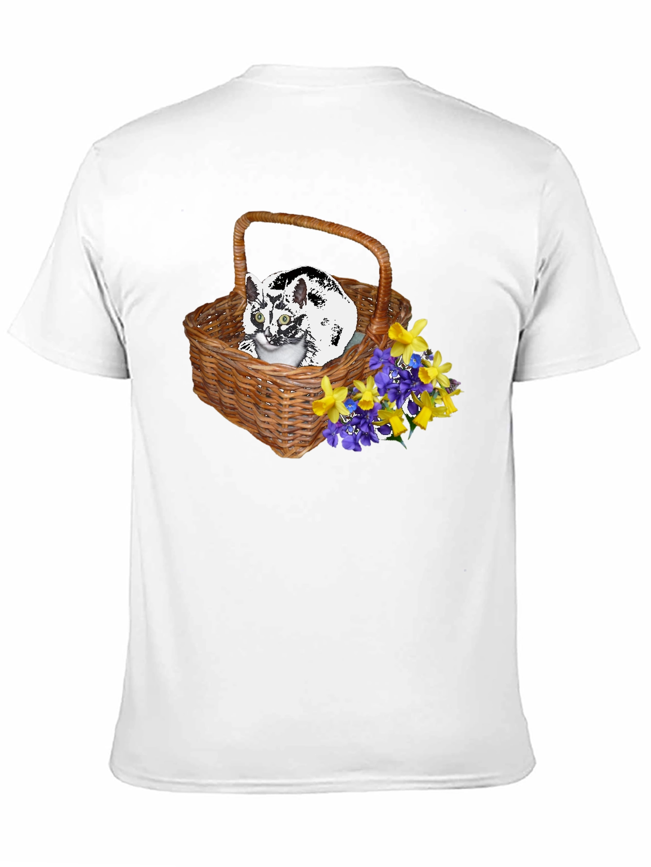 Cat in Basket Tee - Floral Accent