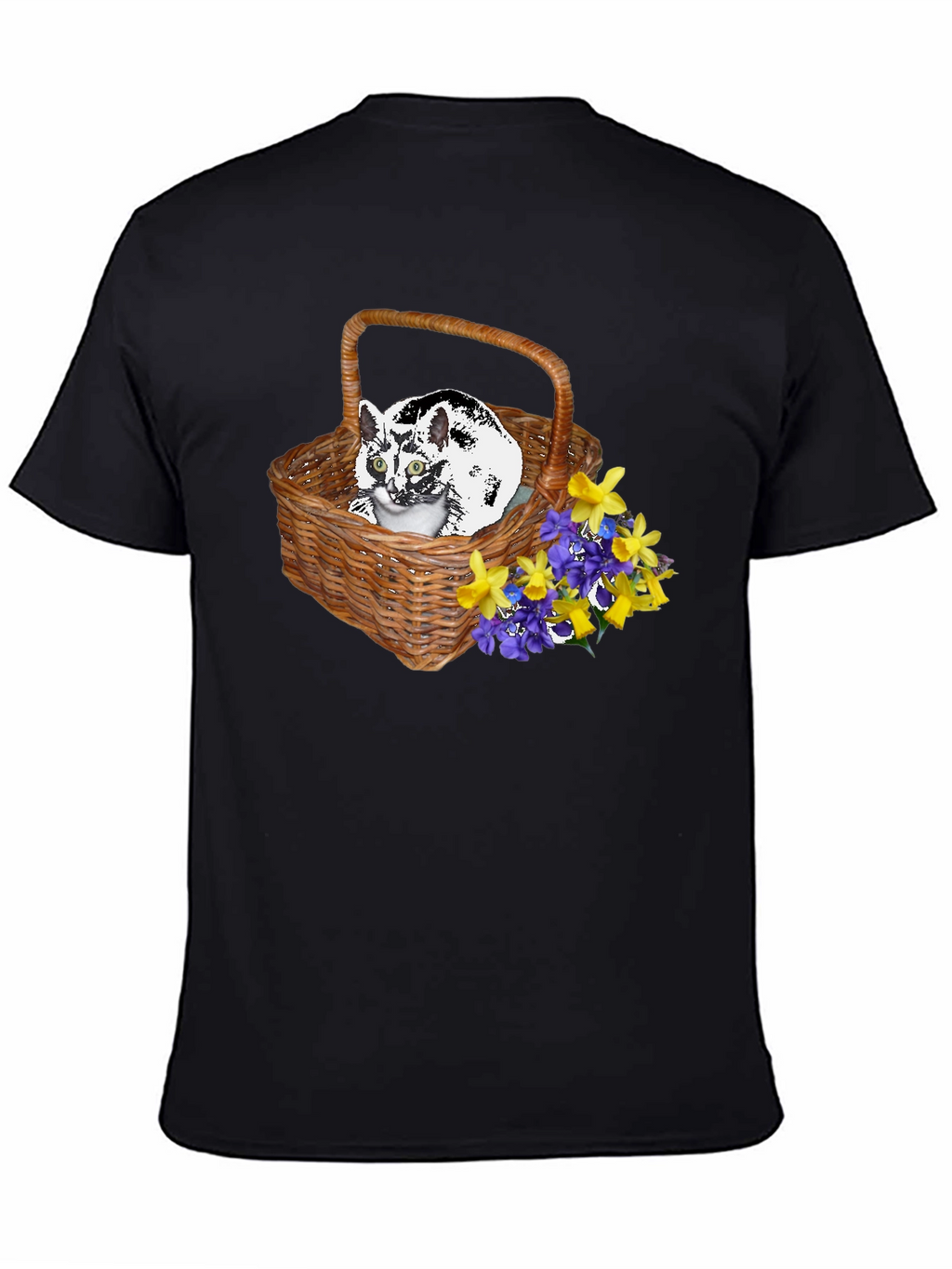 Cat in Basket Tee - Floral Accent
