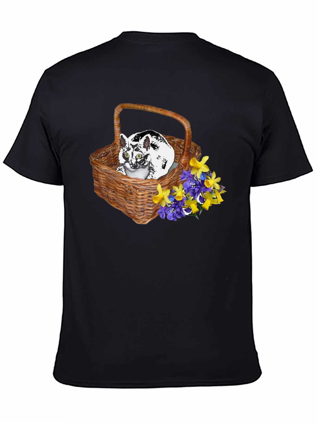 Cat in Basket Tee - Floral Accent