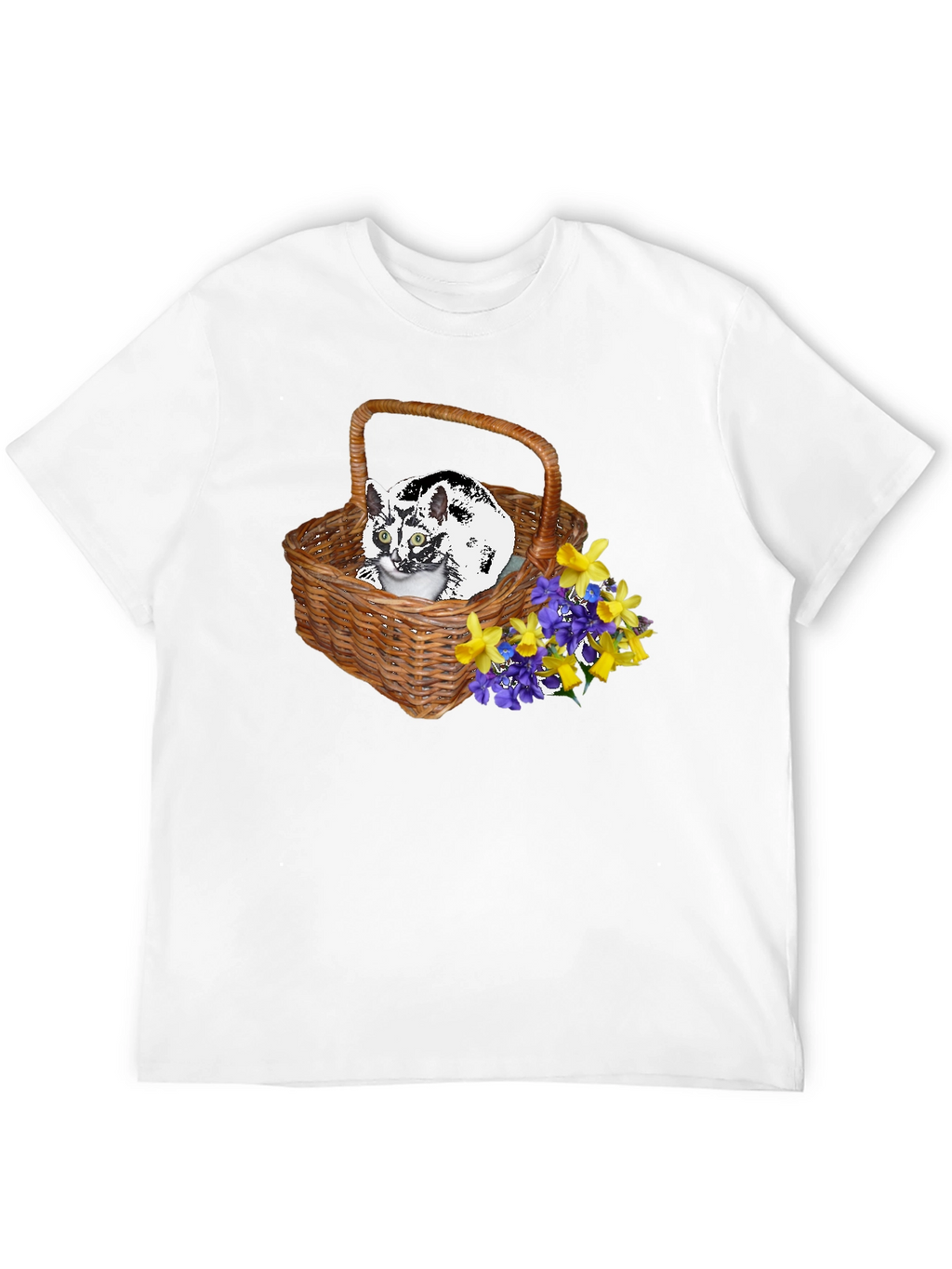 Cat in Basket Tee - Floral Accent