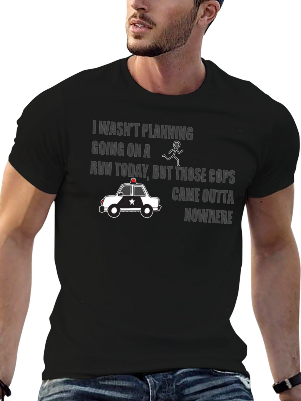 Funny Police Chase Graphic T-Shirt