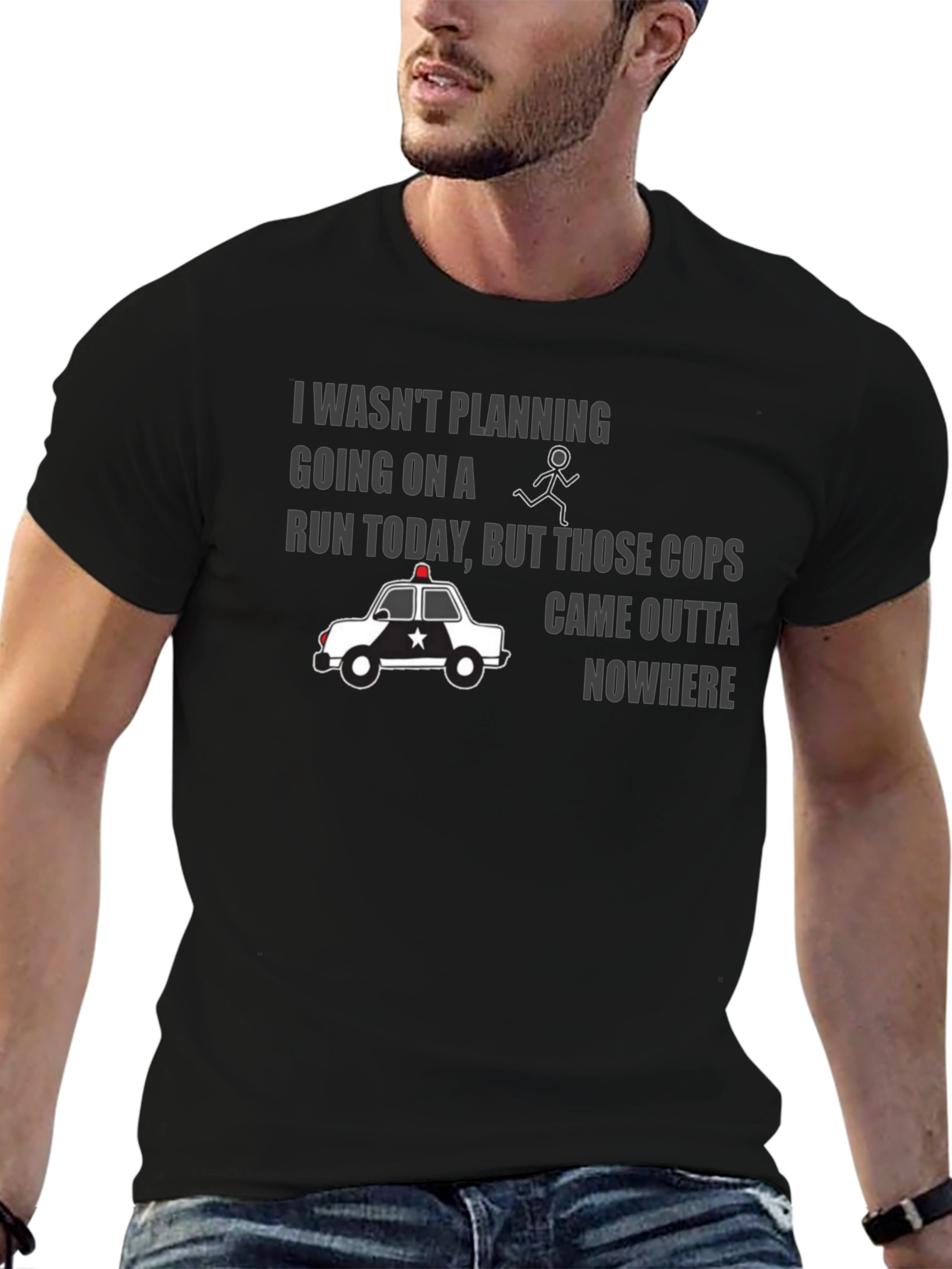 Funny Police Chase Graphic T-Shirt