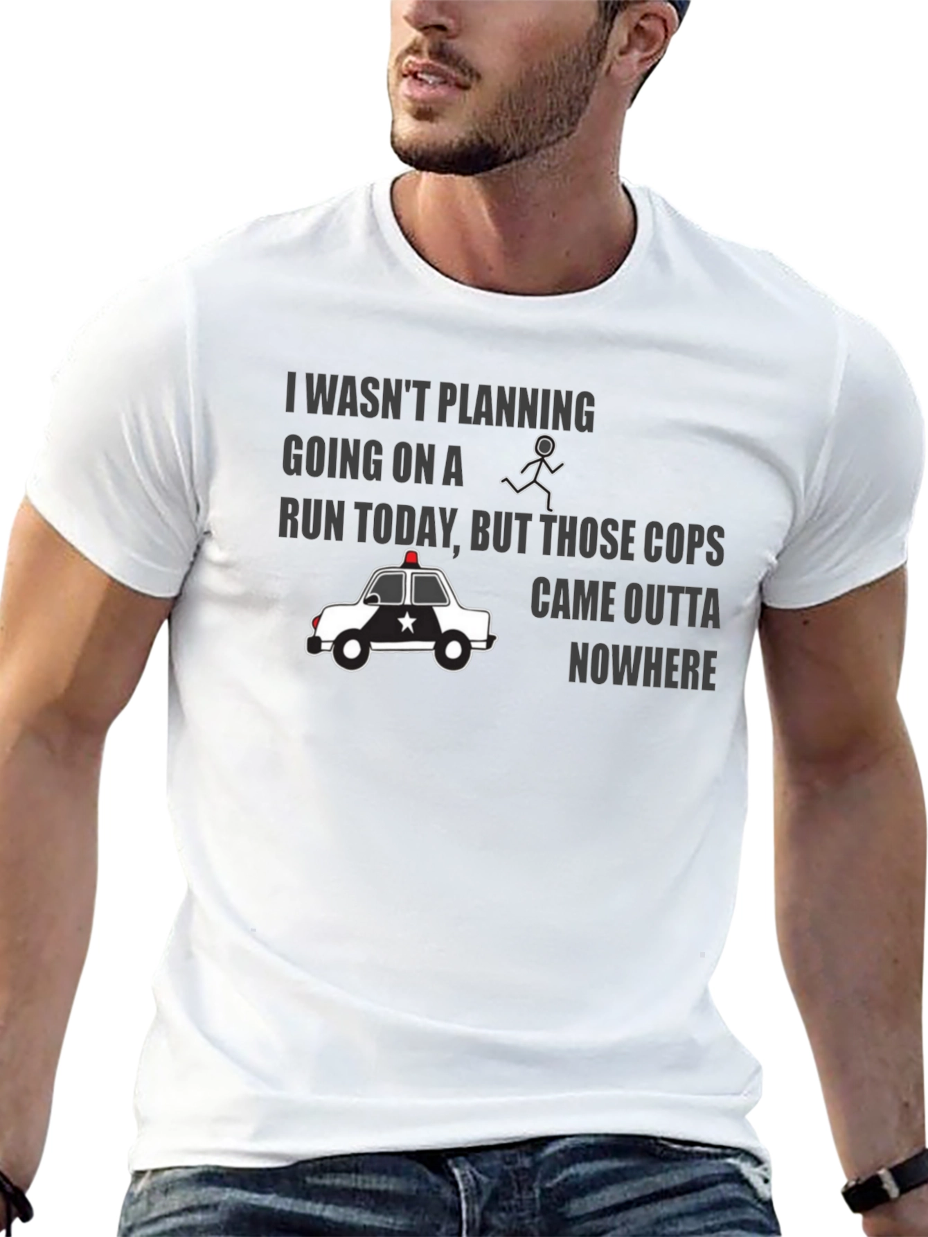 Funny Police Chase Graphic T-Shirt