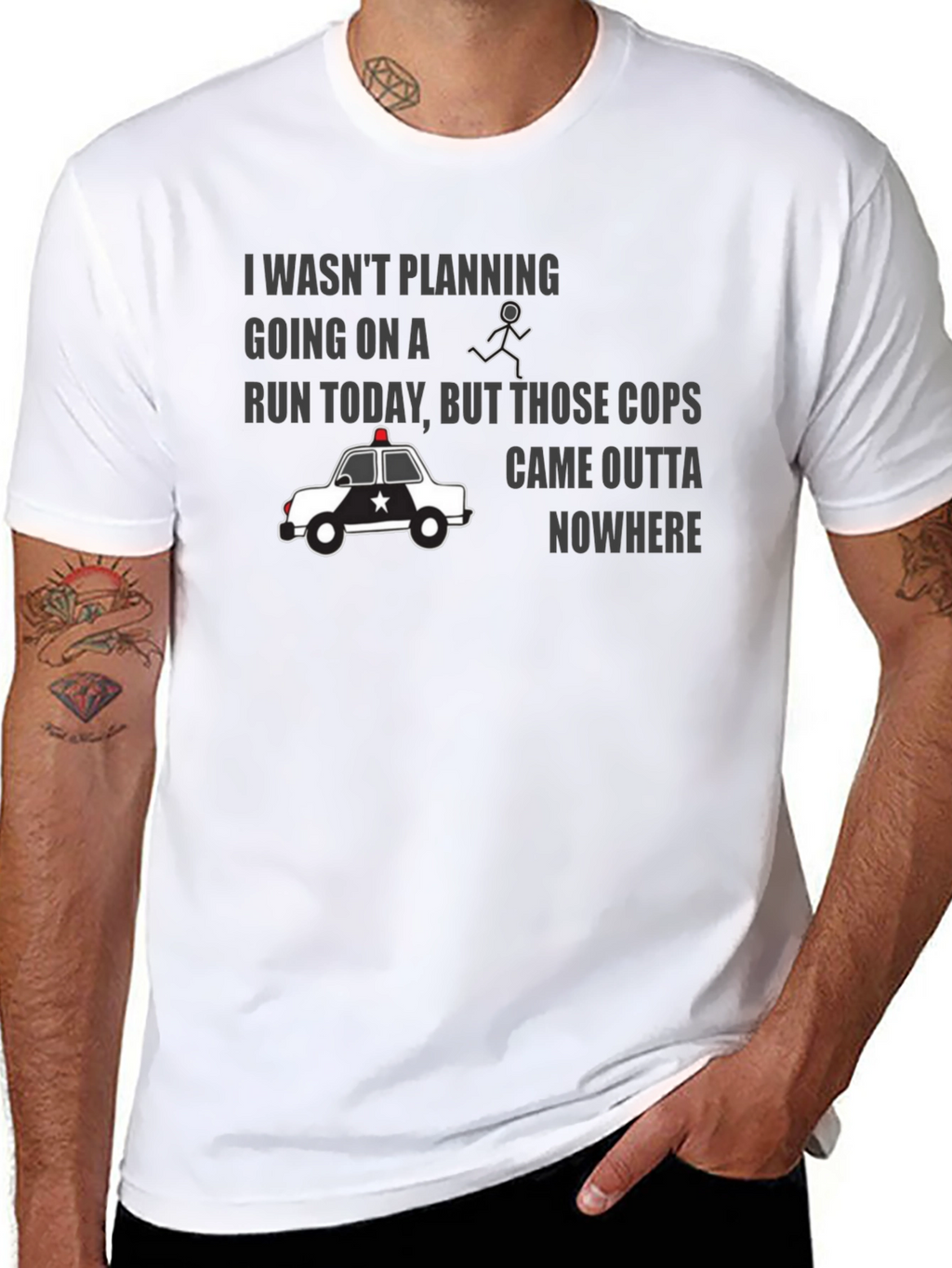 Funny Police Chase Graphic T-Shirt